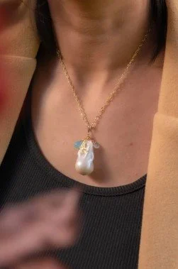 Moon of Proteus  - White Flameball Pearl Statement Necklace  (LIMITED EDITION)