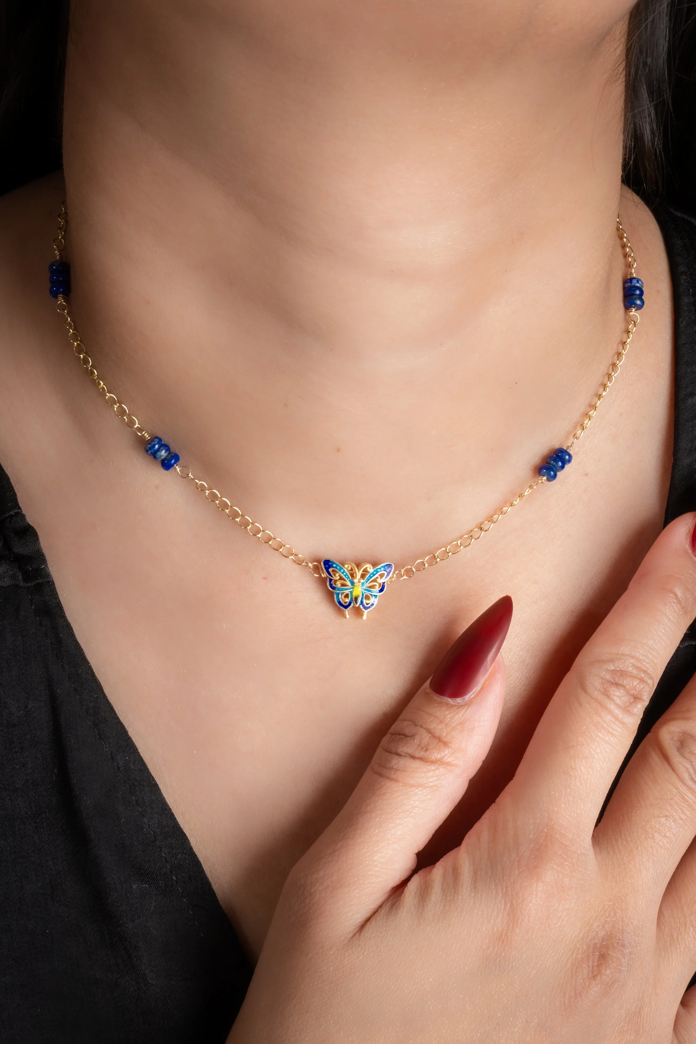 Delicate Enamelled Butterfly Pendant