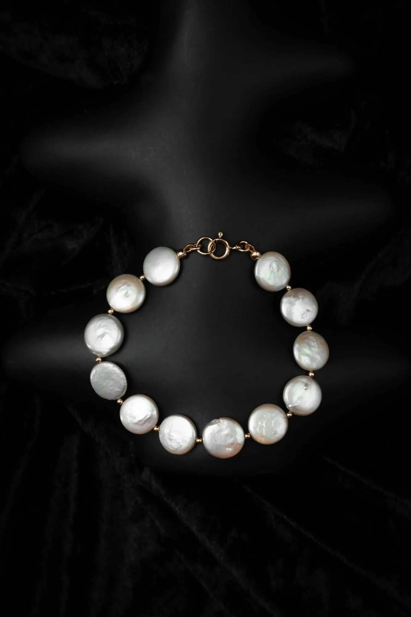 Elegant Grey Coin Pearl Bracelet