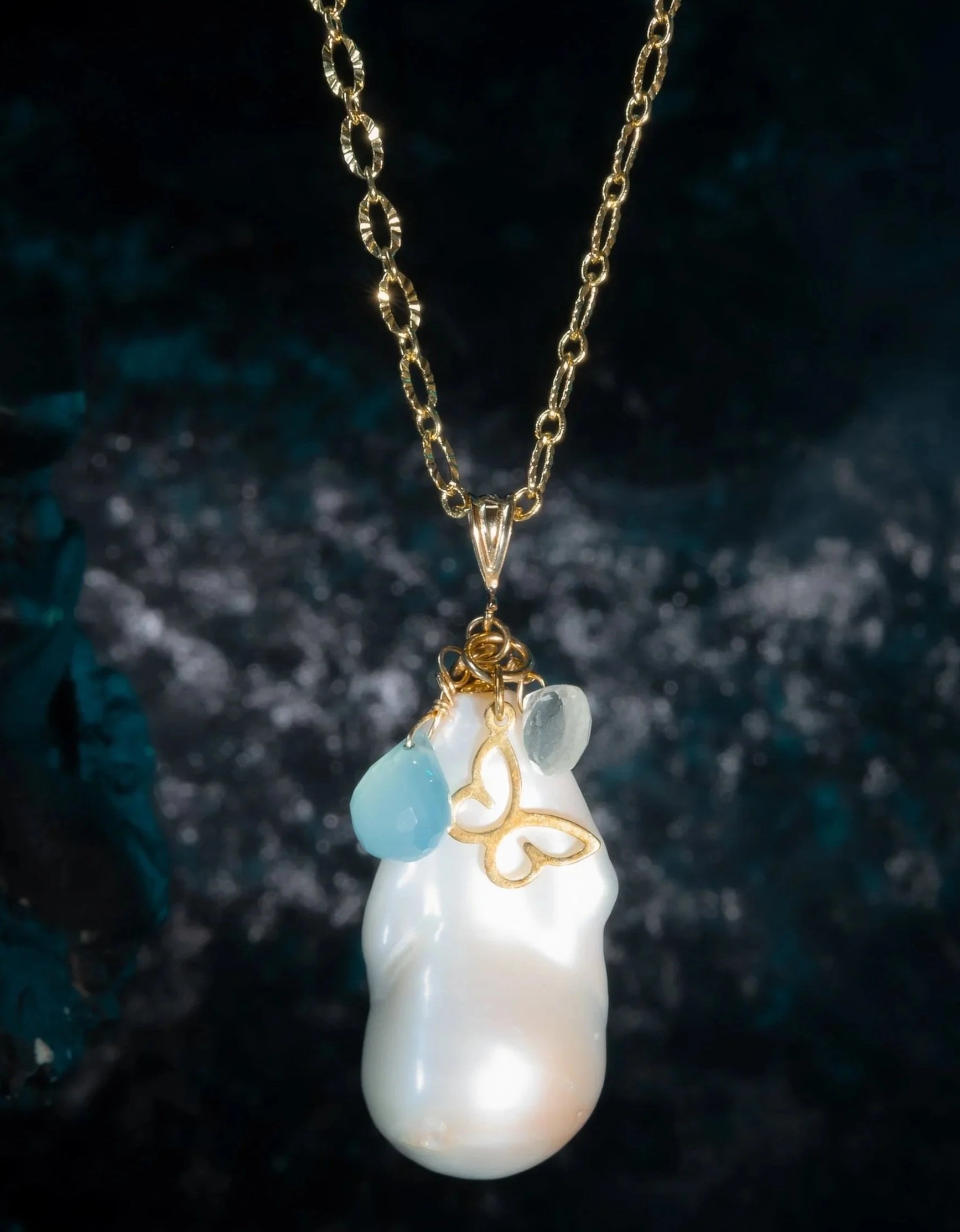 Moon of Proteus  - White Flameball Pearl Statement Necklace  (LIMITED EDITION)