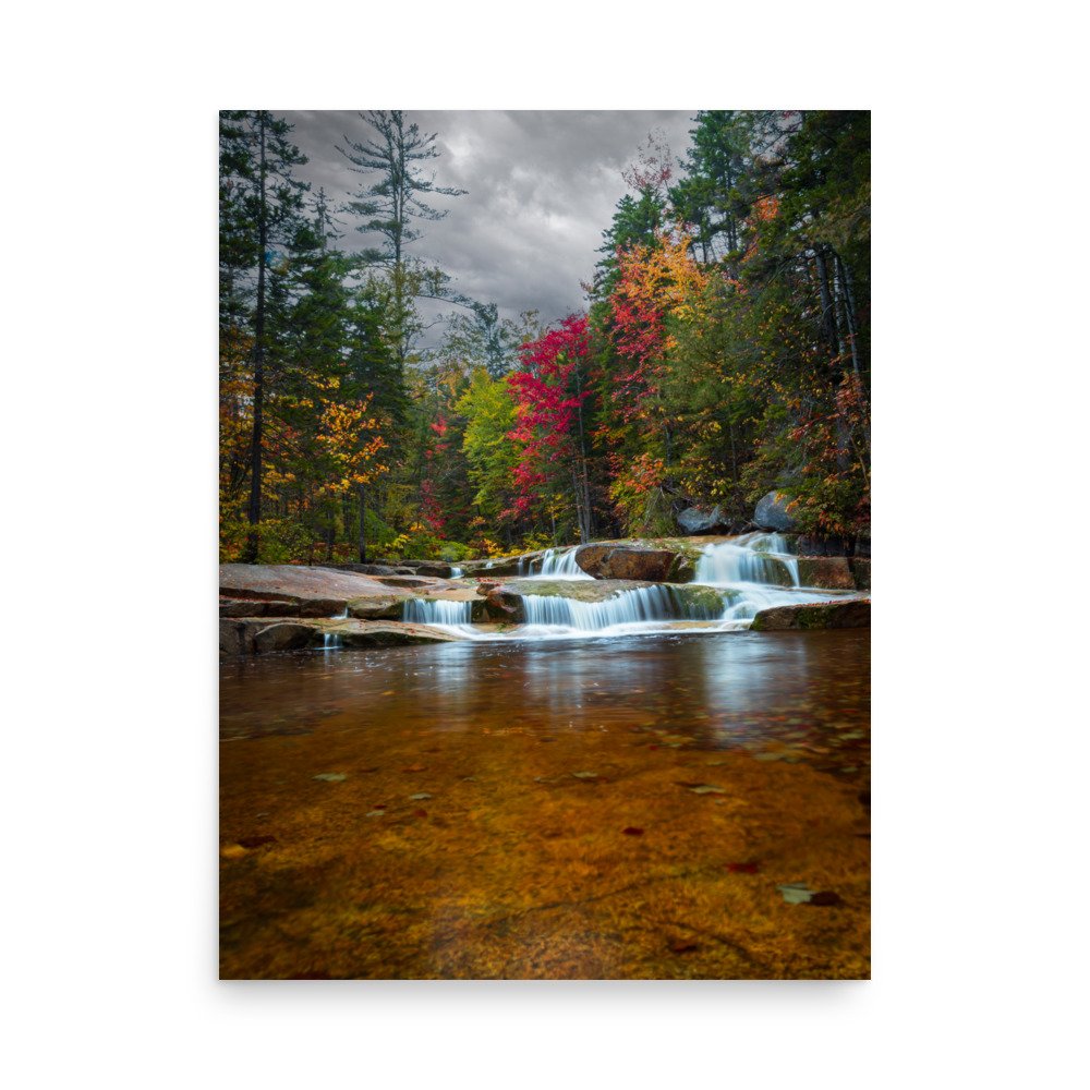 Autumn's waterfall masterpiece: vibrant foliage and cascading waters ...