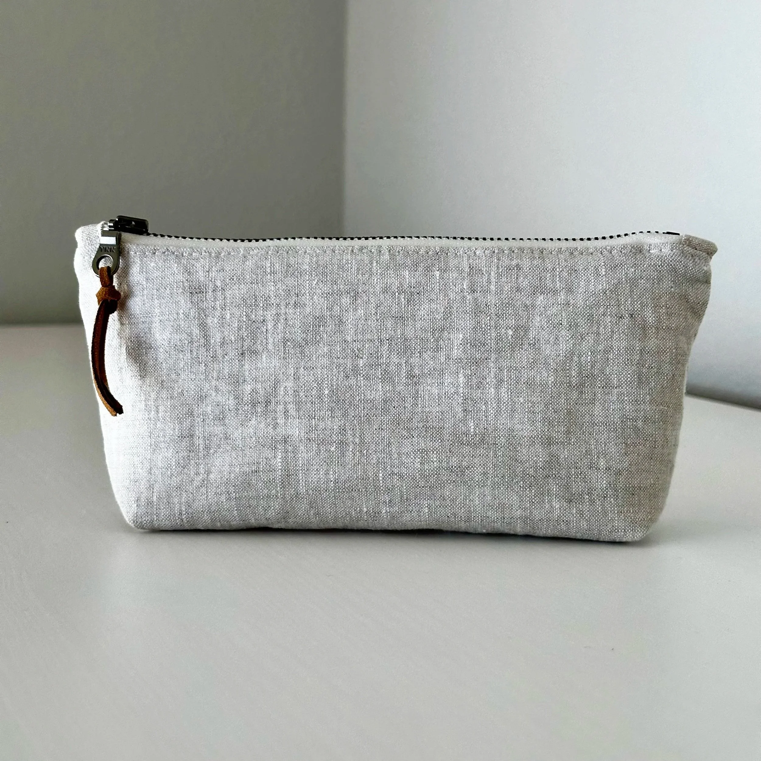 Oat Linen Zipper Pouch