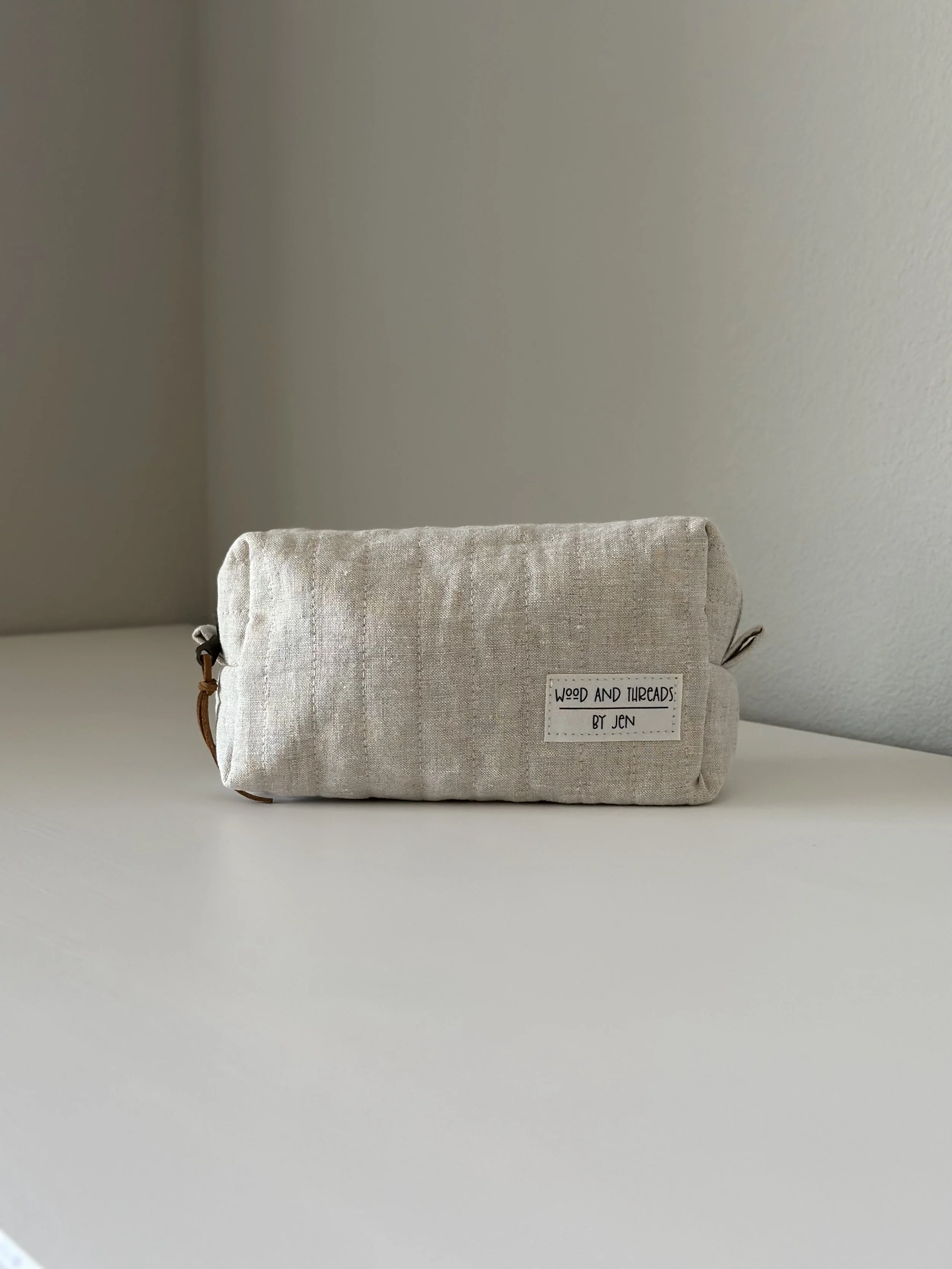 Oat Quilted Boxy Pouch - Small