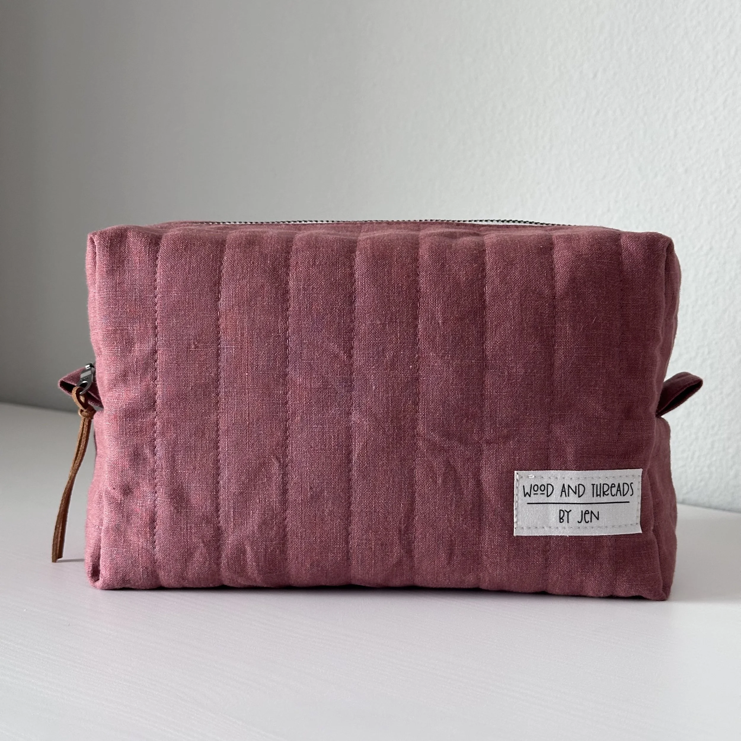 Rose Quilted Boxy Pouch - Medium