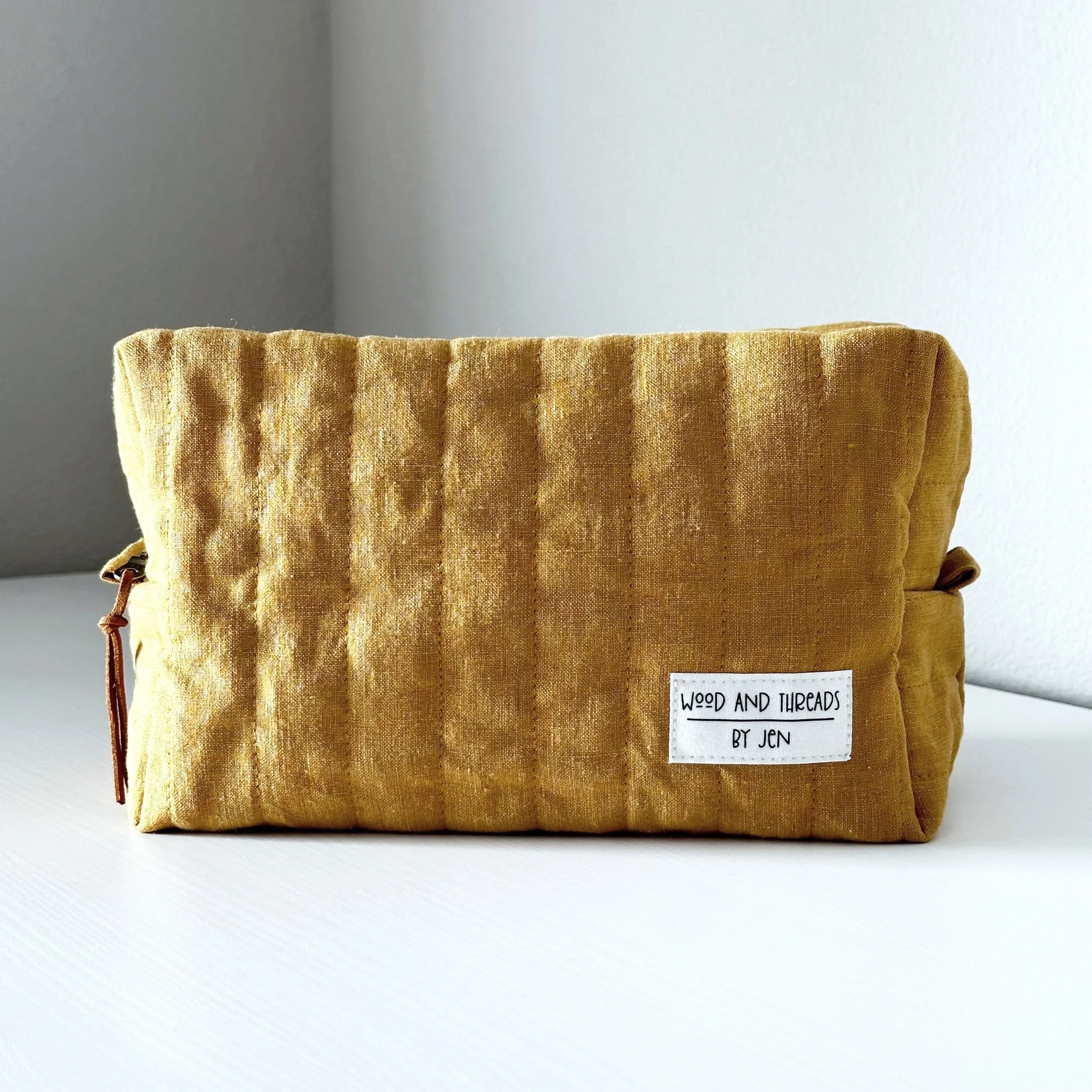 Mustard Quilted Boxy Pouch - Medium
