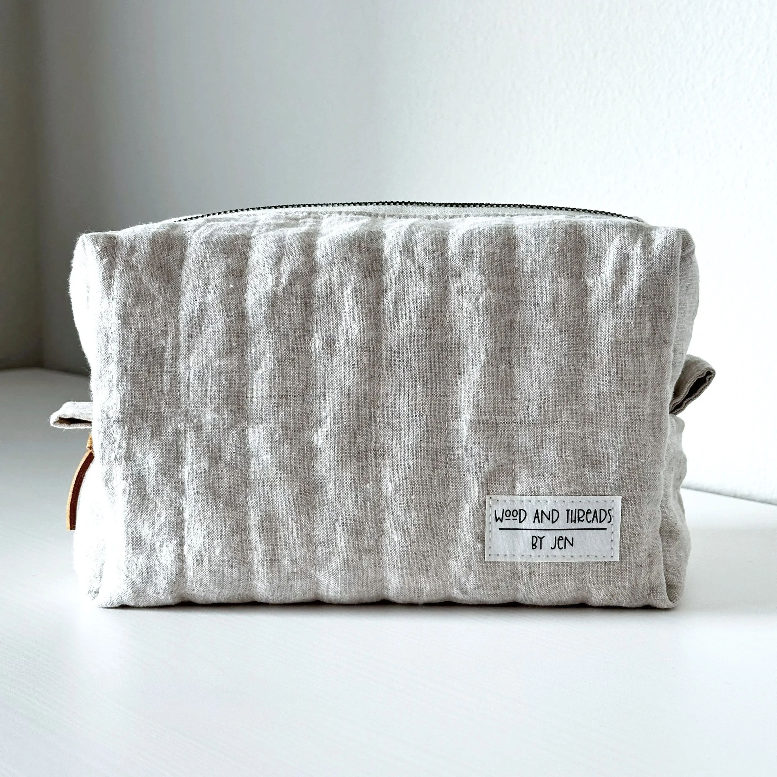 Oat Quilted Boxy Pouch - Medium