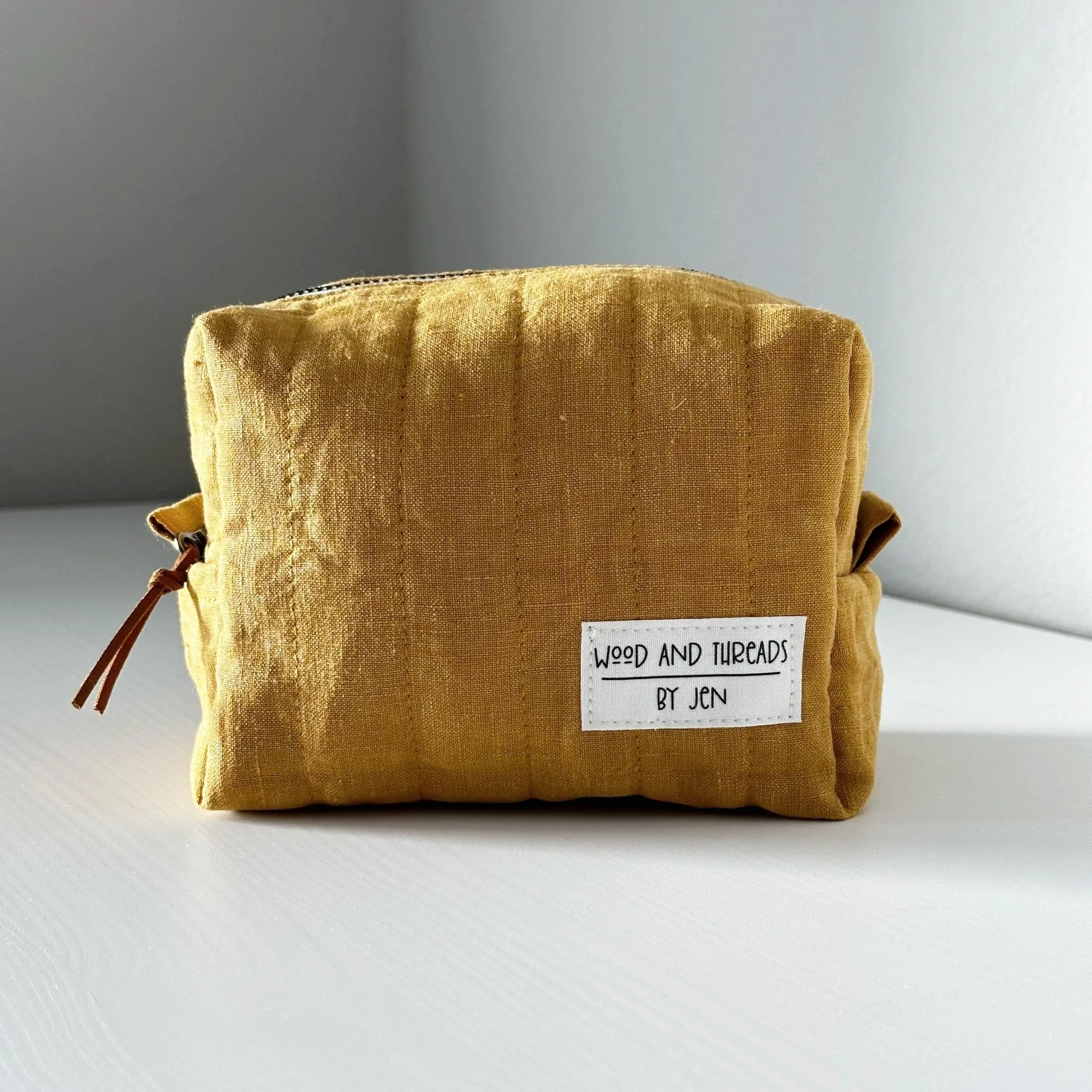 Mustard Quilted Boxy Pouch - Small