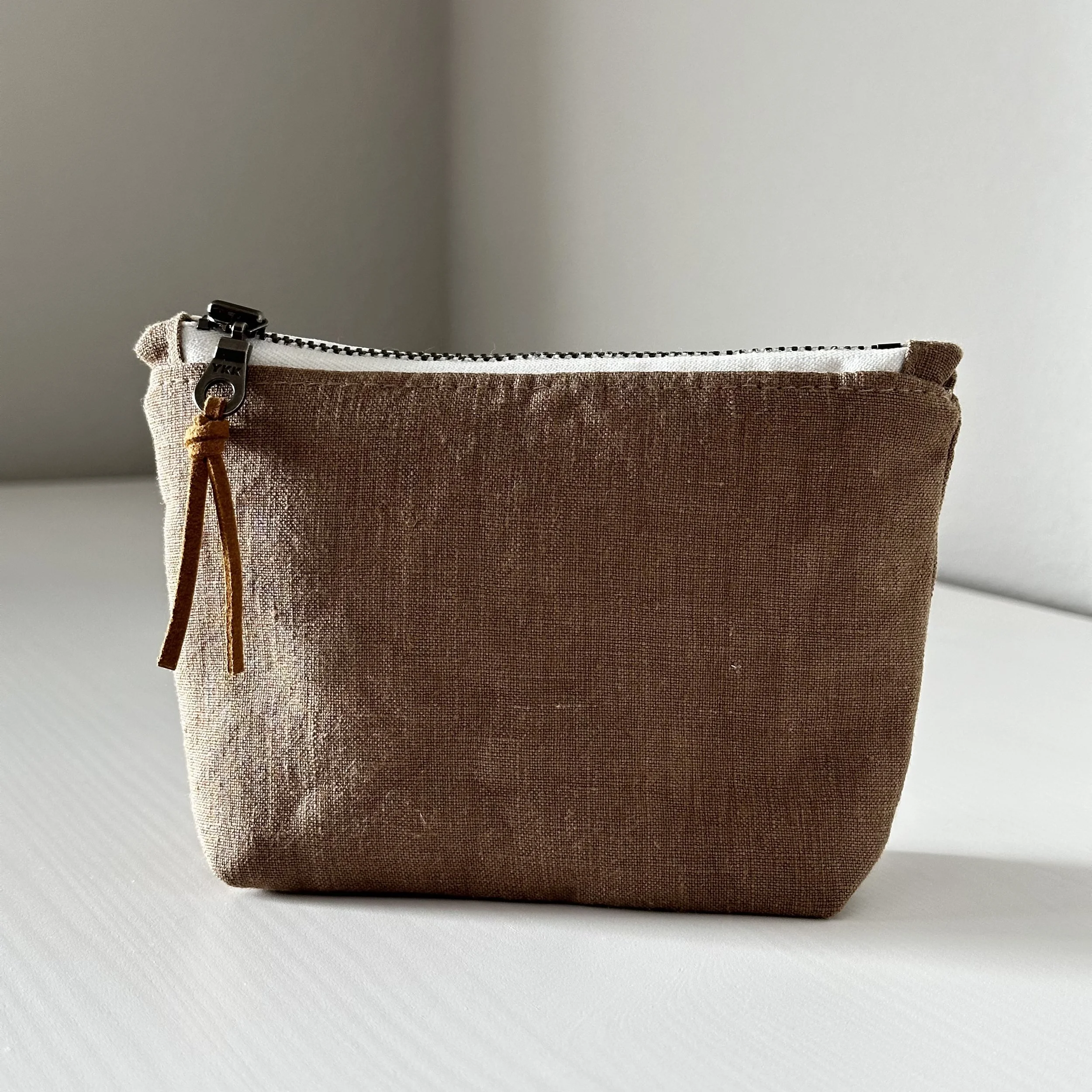 Taupe Linen Coin Pouch