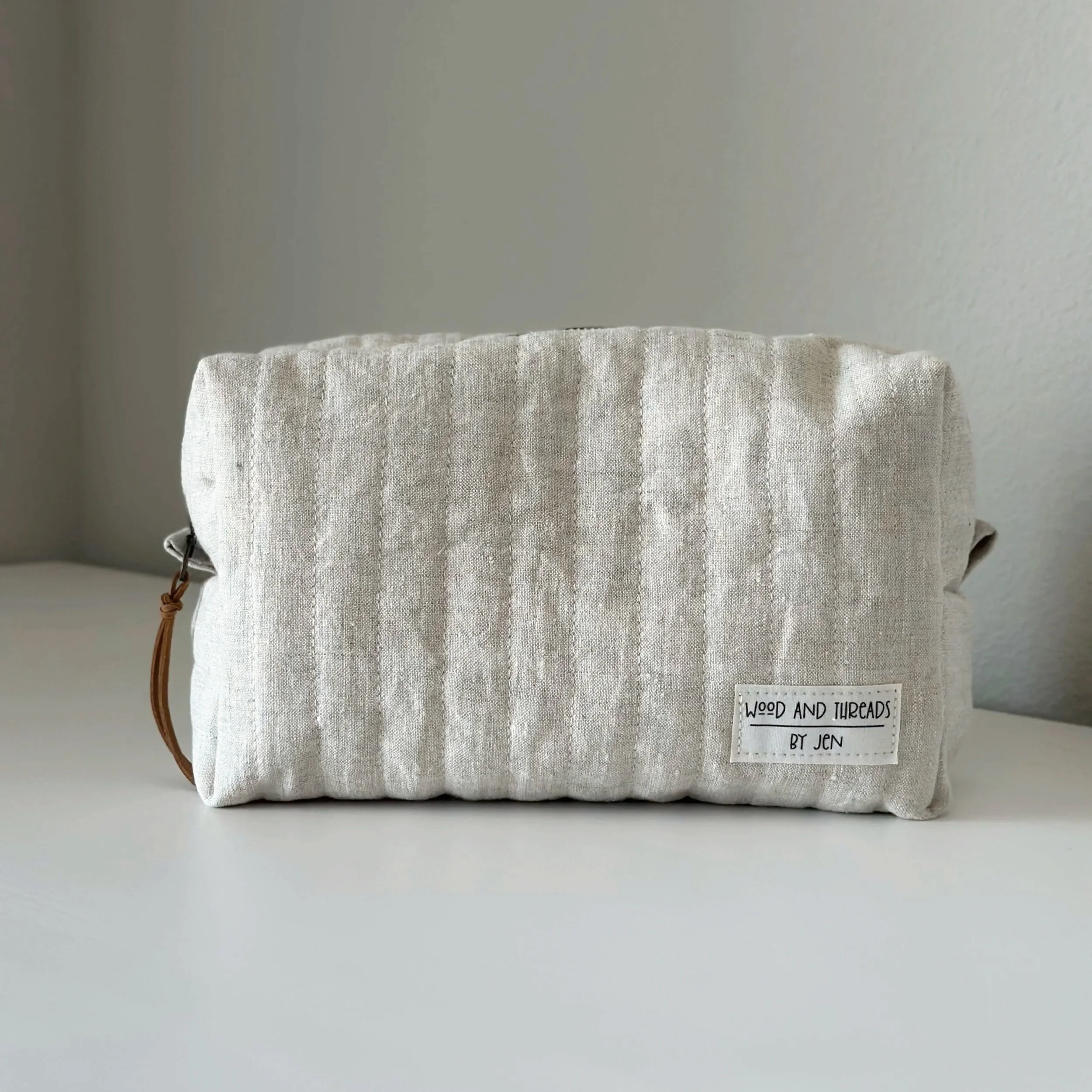 Oat Quilted Boxy Pouch - Medium