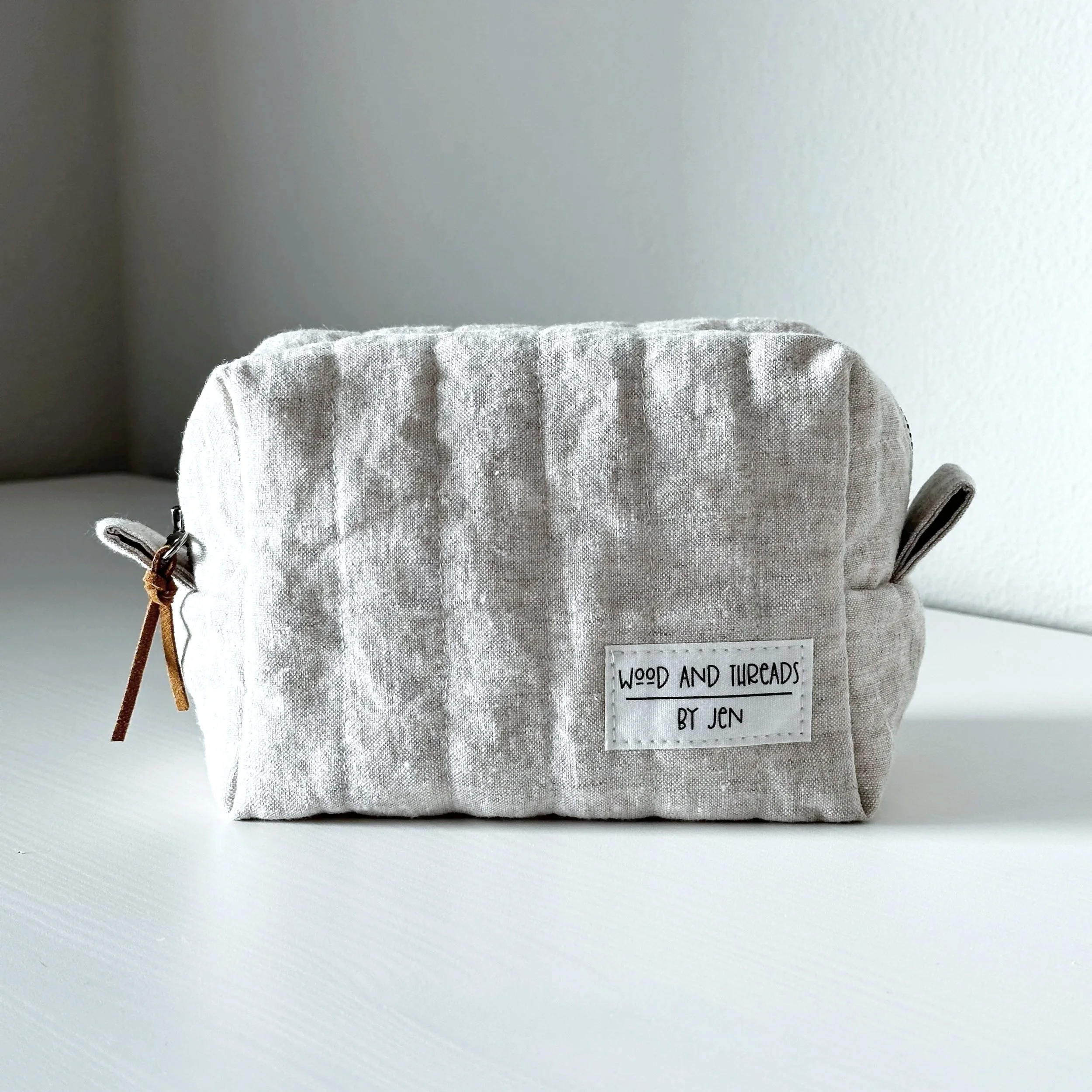Oat Quilted Boxy Pouch - Small