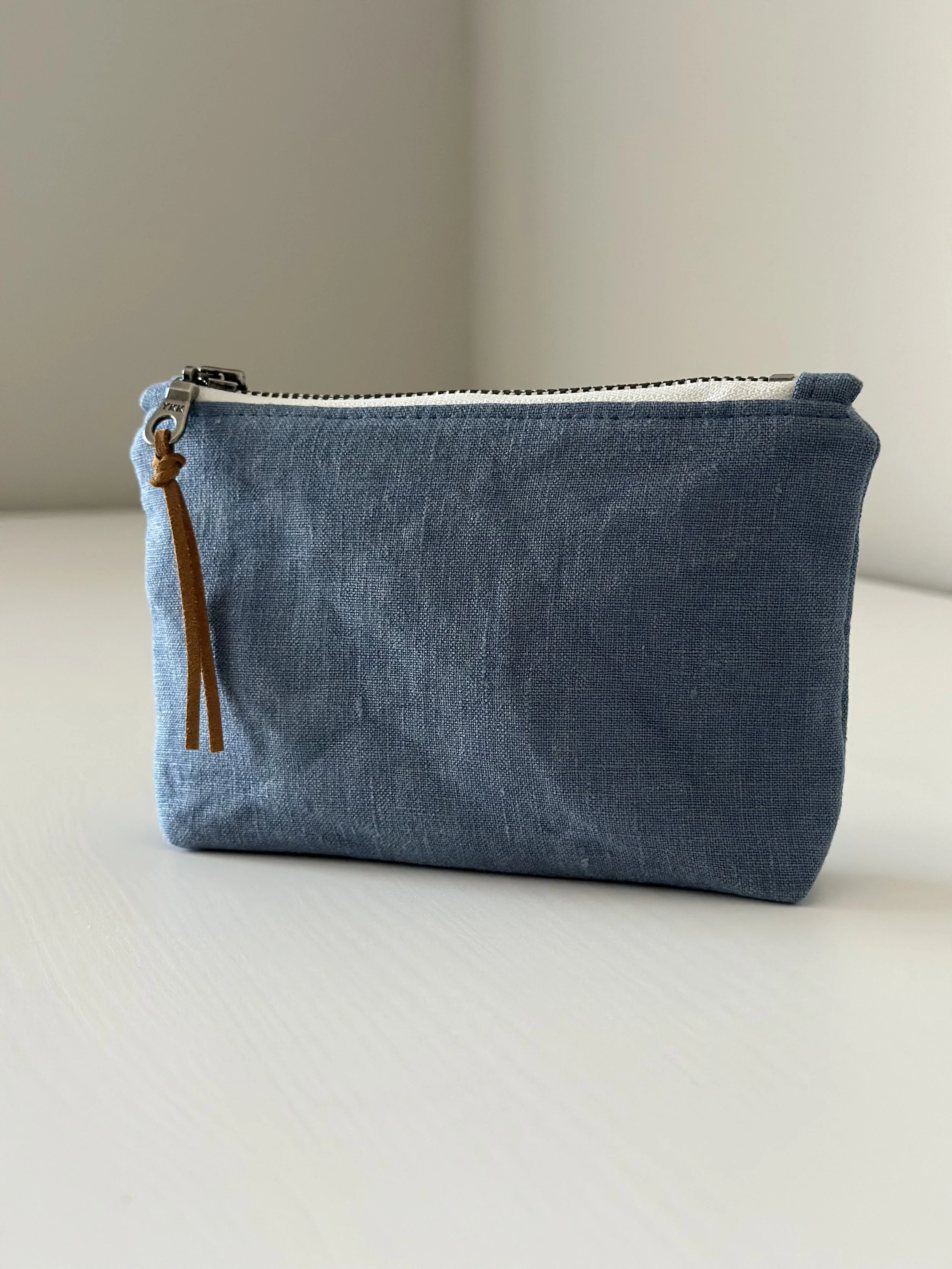 Dusty Blue Linen Coin Pouch