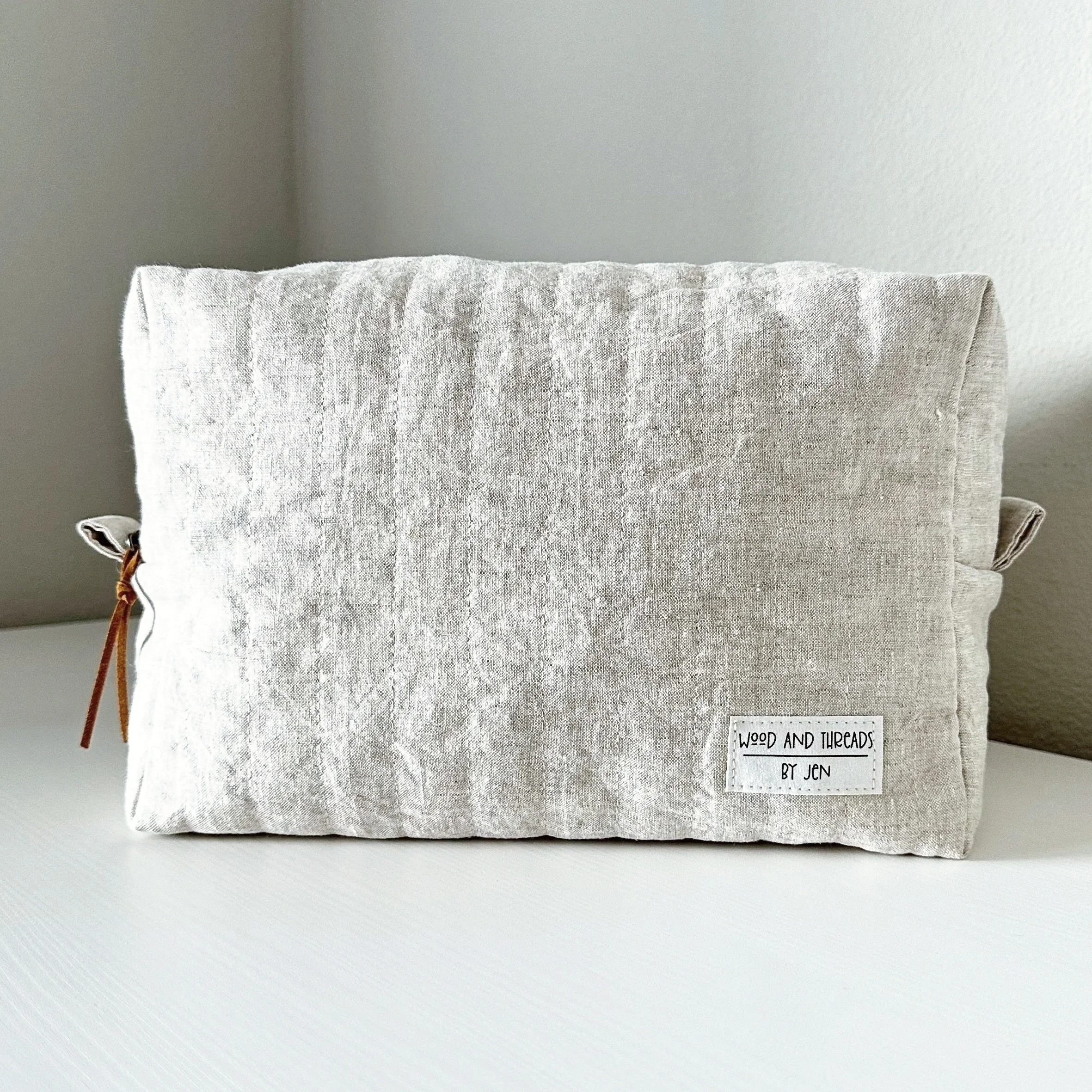 Oat Quilted Boxy Pouch - Large