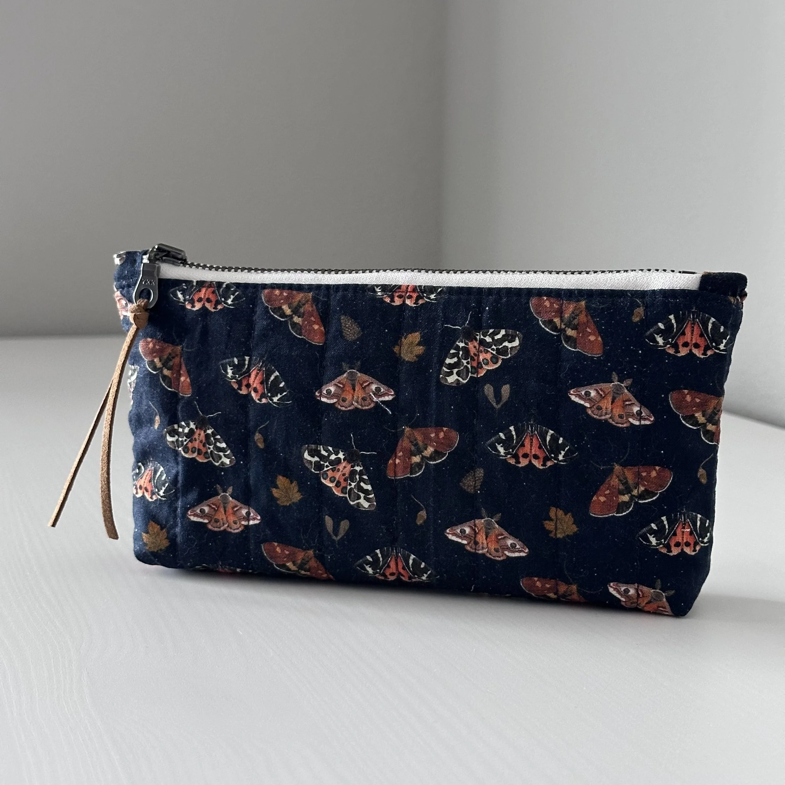 Midnight Moths Quilted Zipper Pouch