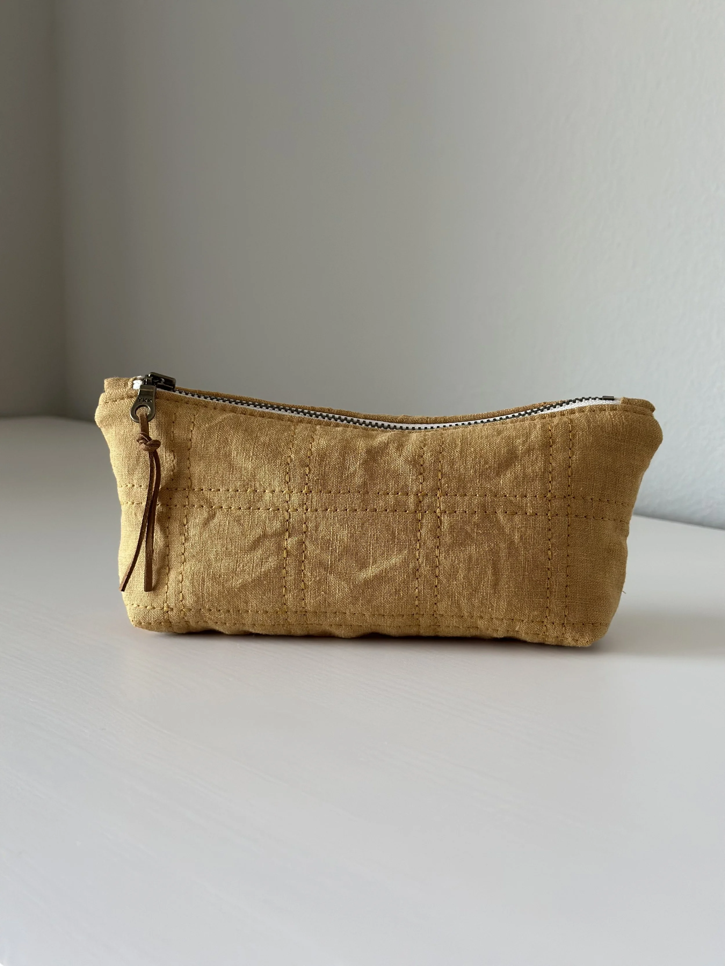 Cornfield Quilted Linen Zipper Pouch