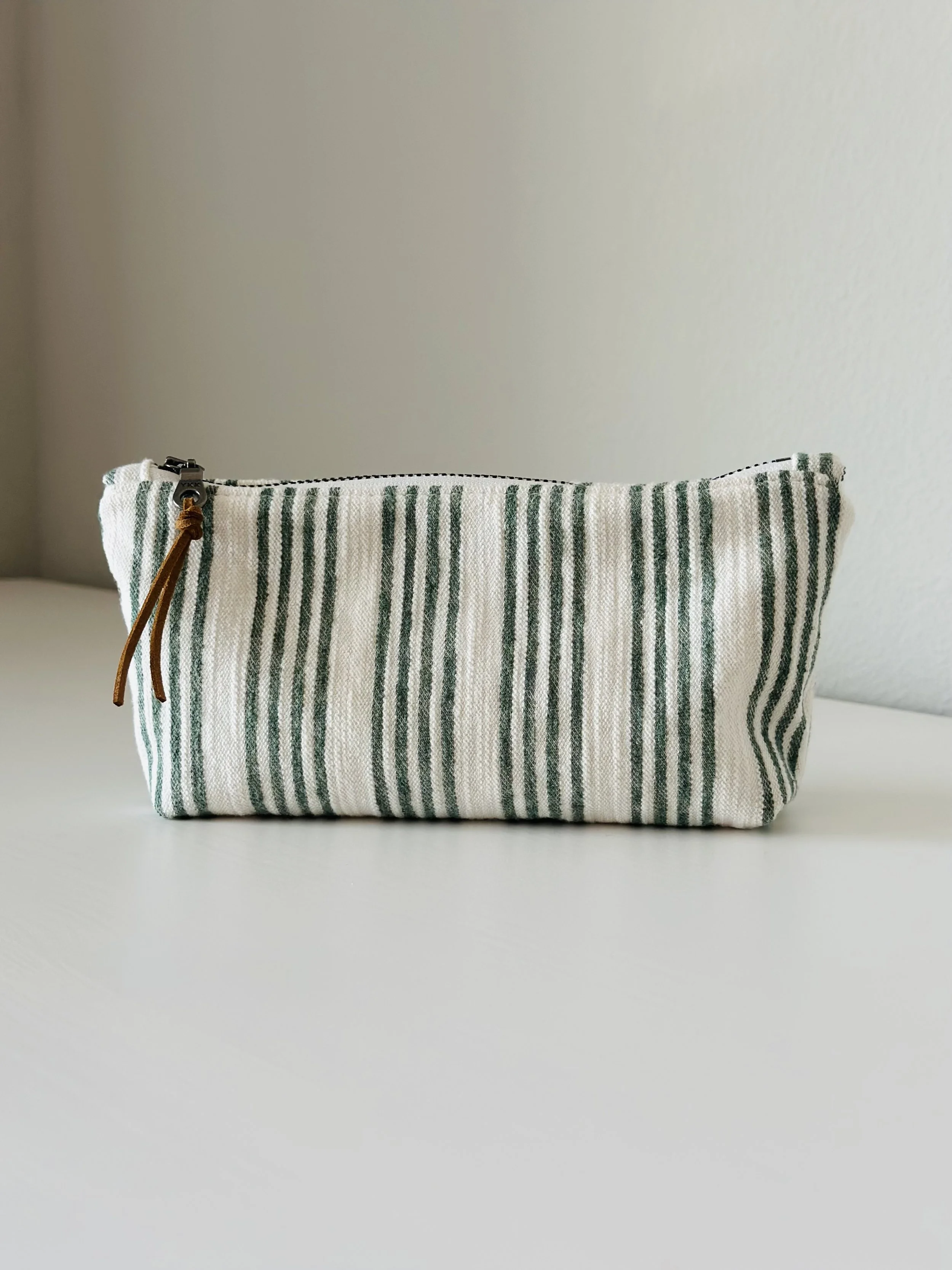 The Thrift Edit Summer 26, Green Striped Zipper Pouch No. 13