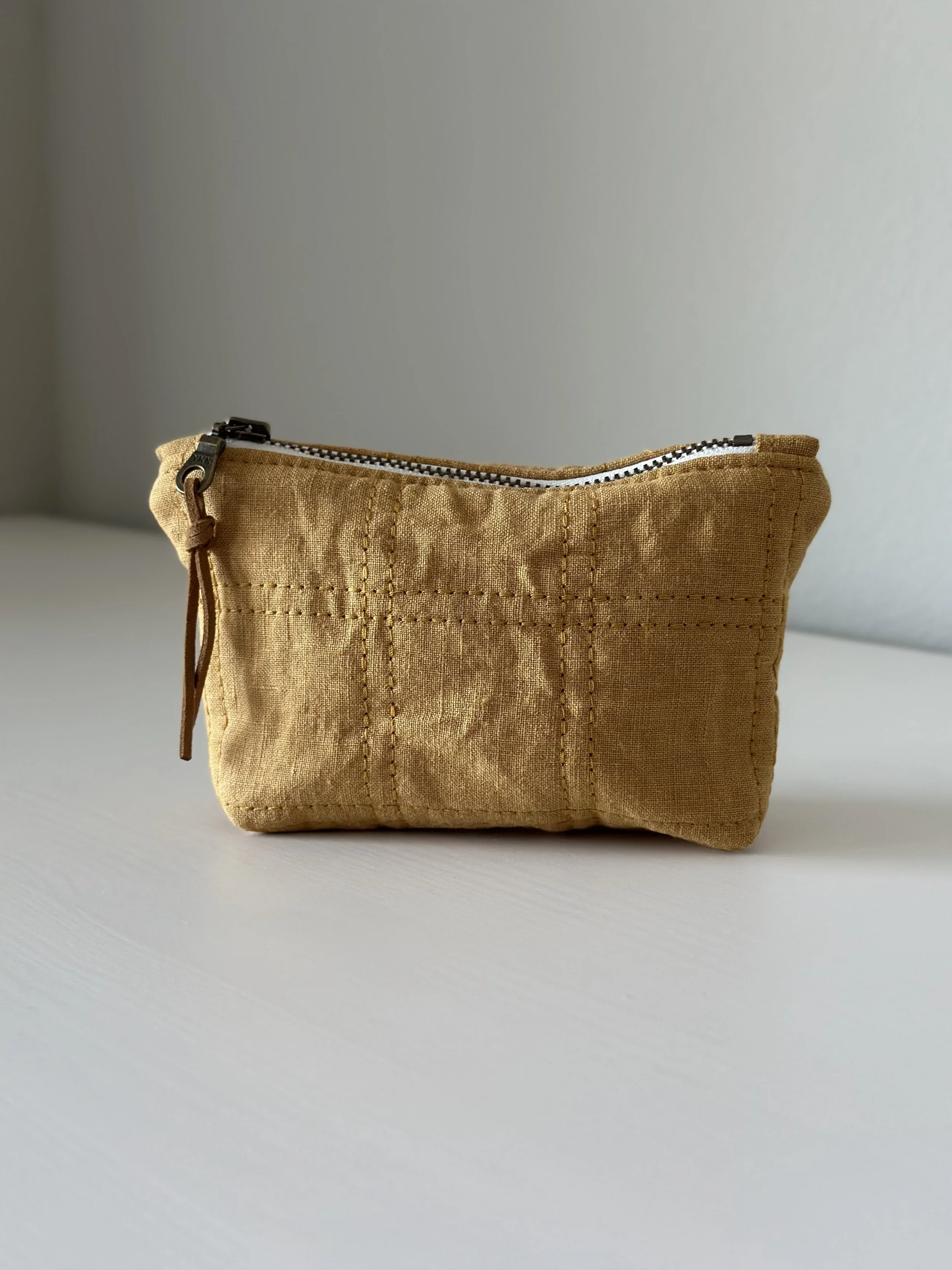 Cornfield Quilted Linen Coin Pouch