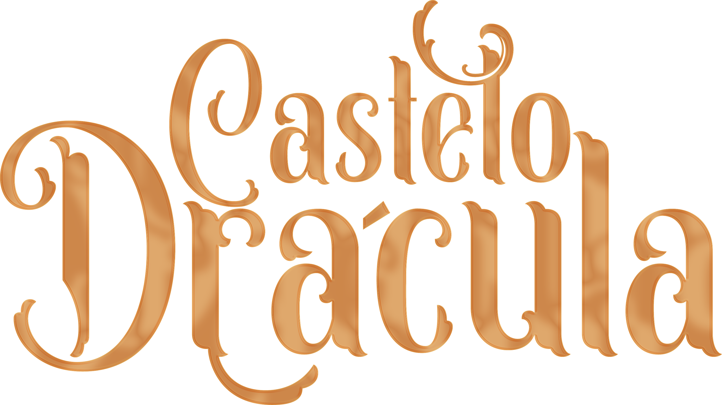 Texto estilizado "Castelo Drácula" em fonte decorativa dourada.