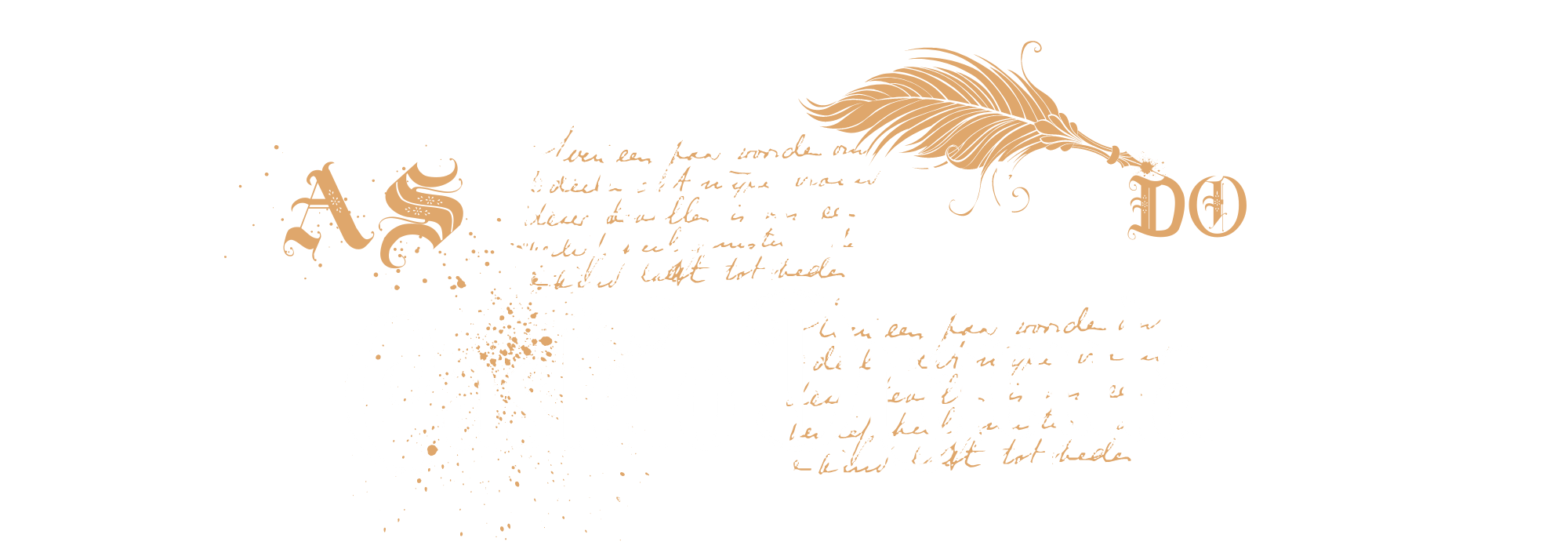 Texto estilizado "As Crônicas do Castelo Drácula" com penas e letras decorativas.
