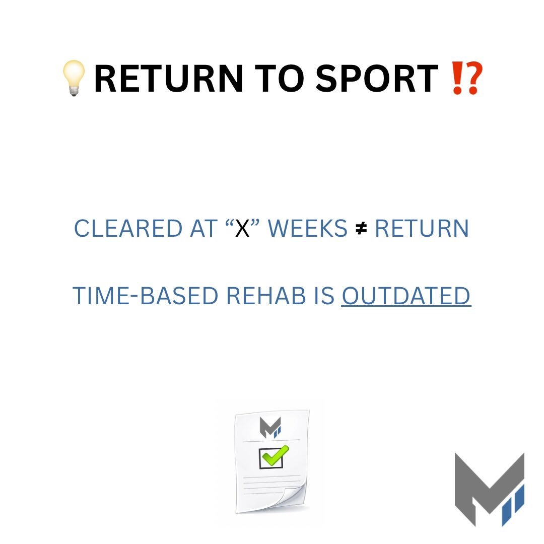 💡 You&rsquo;re not ready just because time passed. ⏳

A question I get all the time from athletes, parents and coaches: &ldquo;When is return to play?&rdquo;

The truth is&hellip; it&rsquo;s NOT based on a timeline (sorta). 😂

❌ It&rsquo;s not 4&nd