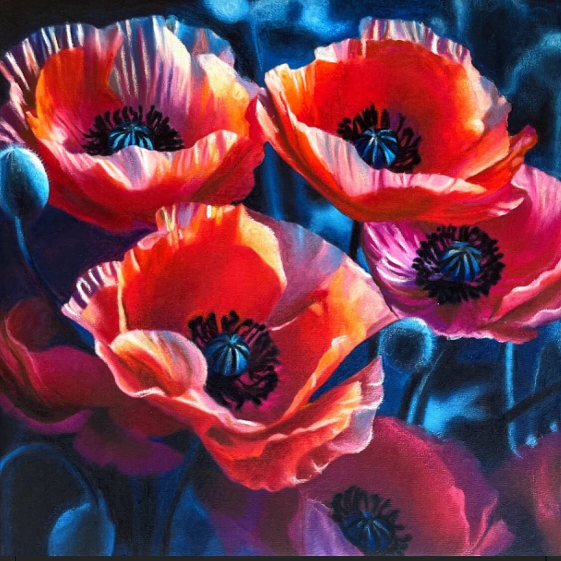 Here it is! My first floral, Poppies in ANZAC, Oil and pastel on canvas. Taking suggestions for your favourite flowers&hellip;

#bluethumb #redpoppies #floralart #stilllife_perfection #poppyflower #poppiesofinstagram #floralpainting