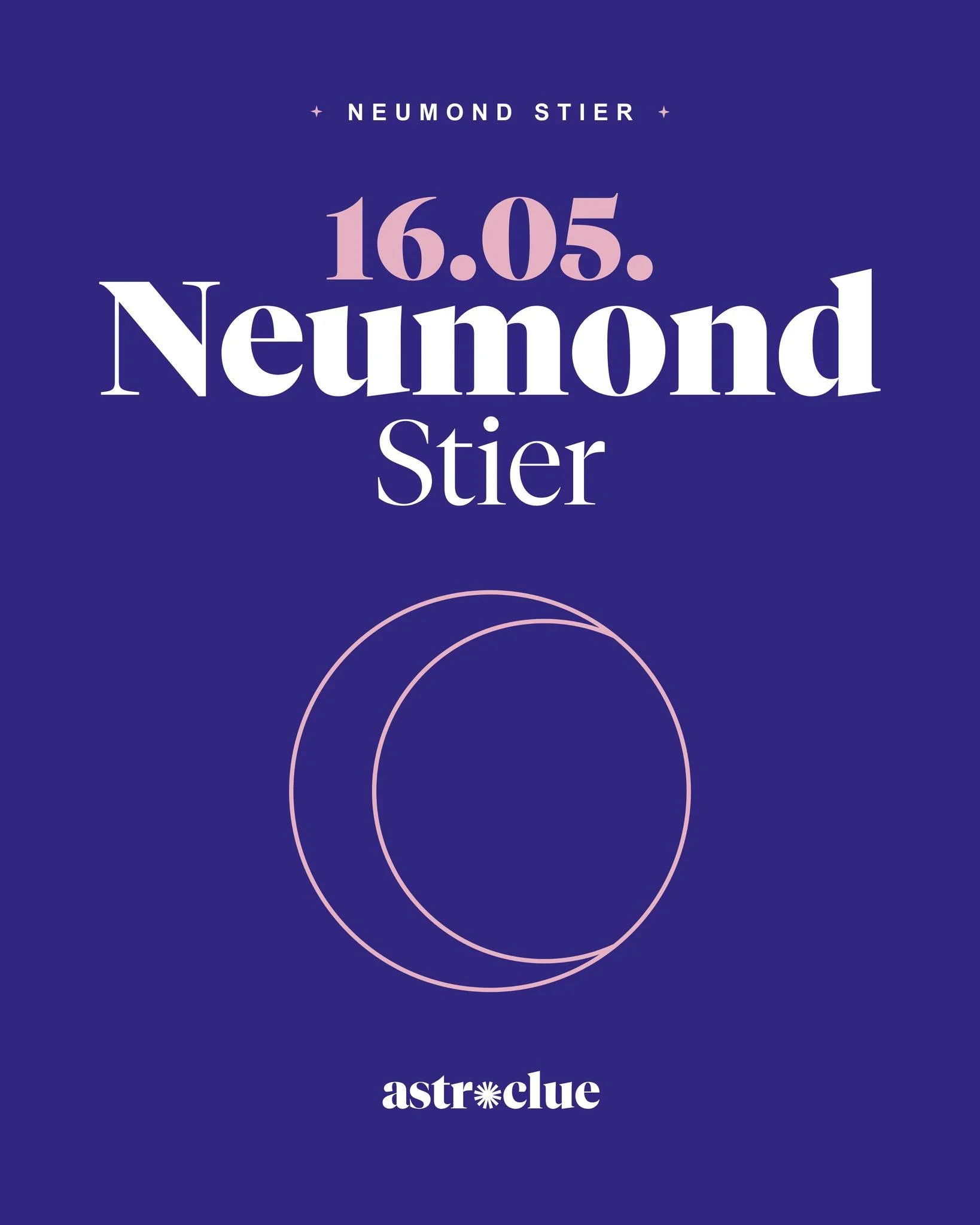 NEUMOND IM STIER: 16.05. auf 25&deg; Stier

Mond und Sonne treffen sich exakt auf derselben Stelle im Tierkreis &mdash; auf 25&deg; Stier.

Das ist die Energie eines Neuanfangs. 🌱
Neumond bedeutet immer: Samen s&auml;en. Etwas Neues beginnen. Eine n