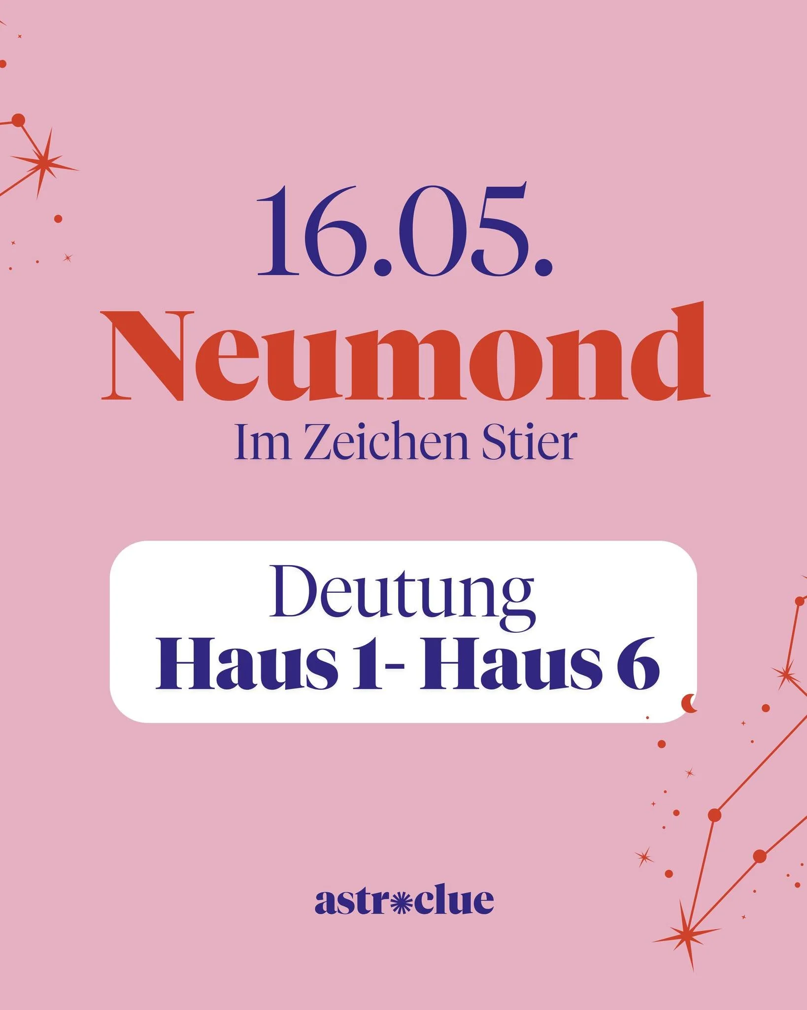 16.05. Neumond im Stier - Deine Hausaktivierung

Dieser Neumond aktiviert in deinem pers&ouml;nlichen Horoskop ganz bestimmte Lebensbereiche &ndash; je nachdem, welches Haus im Zeichen Stier auf 25&deg; liegt, wird dort ein neuer Zyklus angesto&szlig