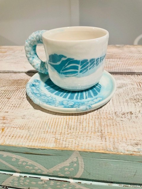 Ocean Aqua Tea Cup and Saucer Set