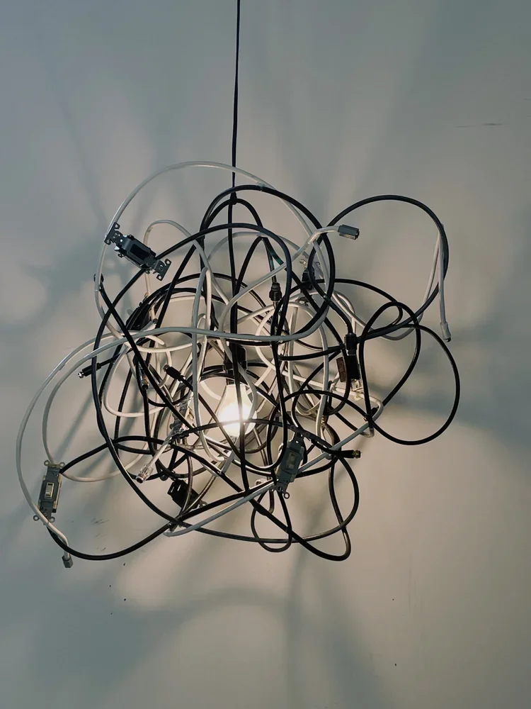 recycled wire chandelier (on)