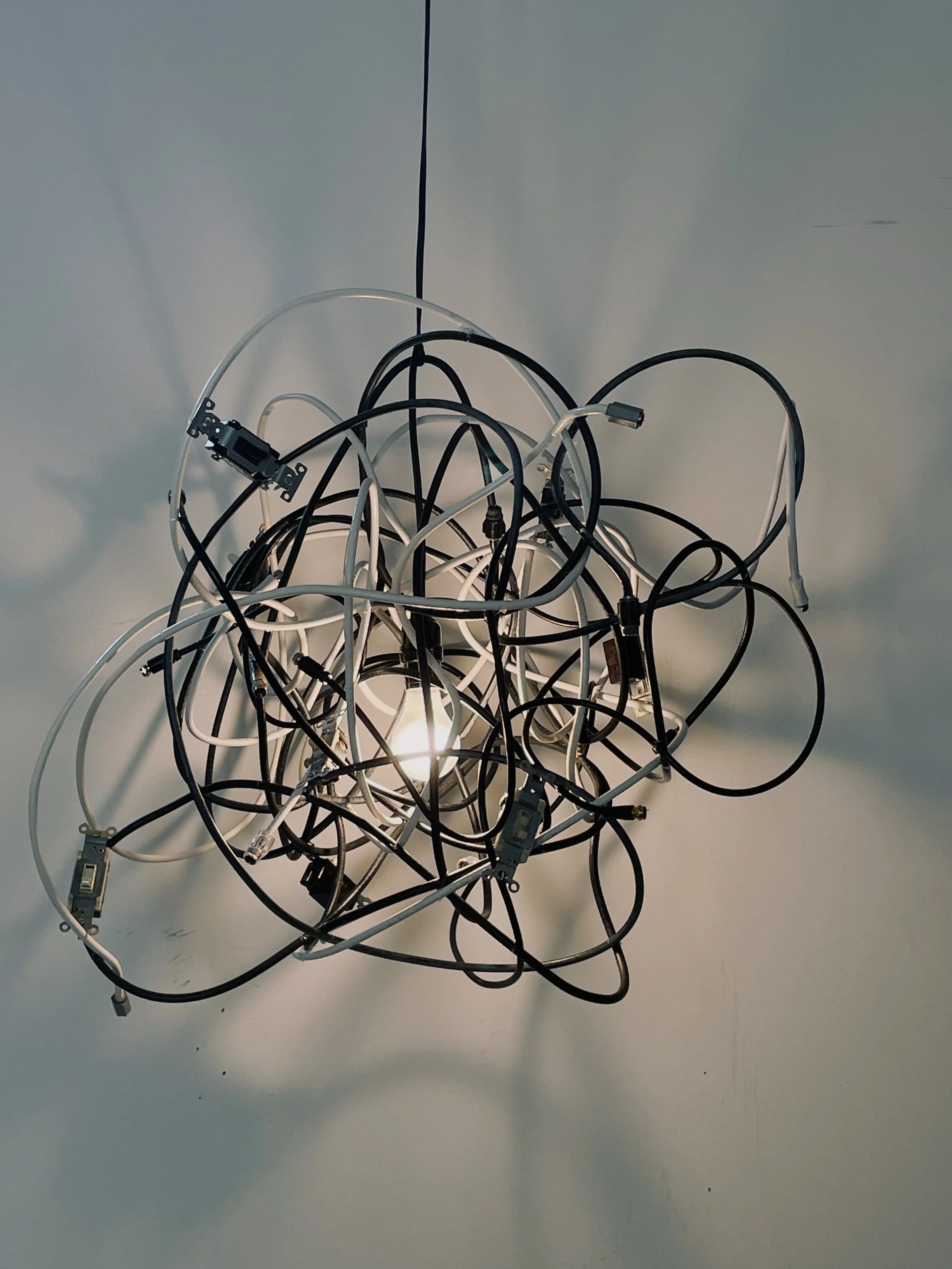 recycled wire chandelier (on)