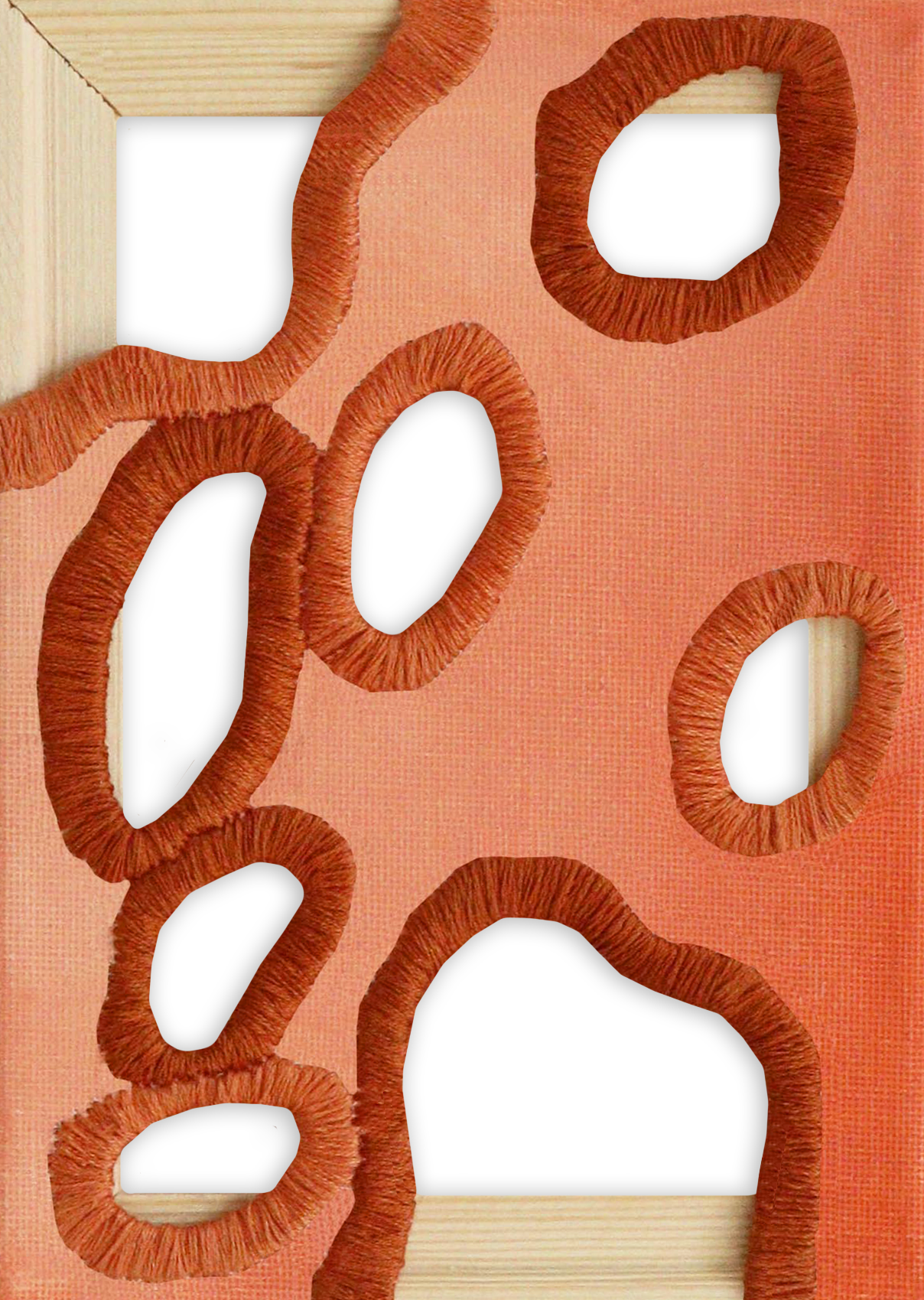 fire (sold) / acrylic + stitching on canvas / 7 x 5 in.