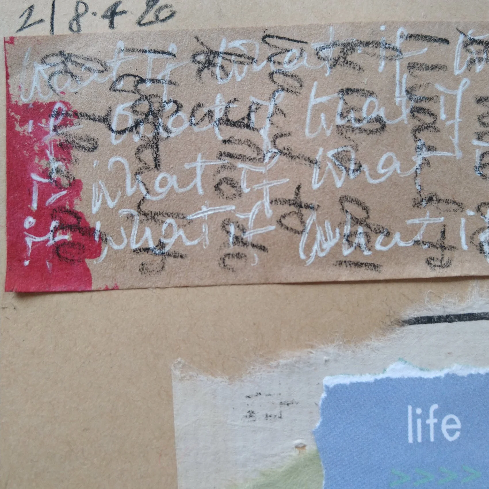 handwritten text asking what if in a visual meaning journal