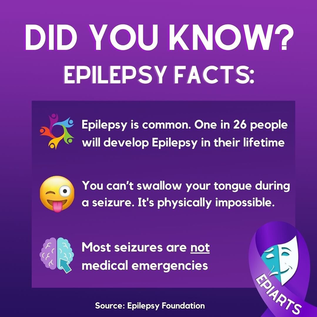 Did you know?! There are many different types of seizures &amp; Epilepsy, but there are a few things they all have in common. Really, you can&rsquo;t swallow your tongue! 😜

Learn more about Epilepsy facts at @epilepsyfdn &amp; follow us for ways to