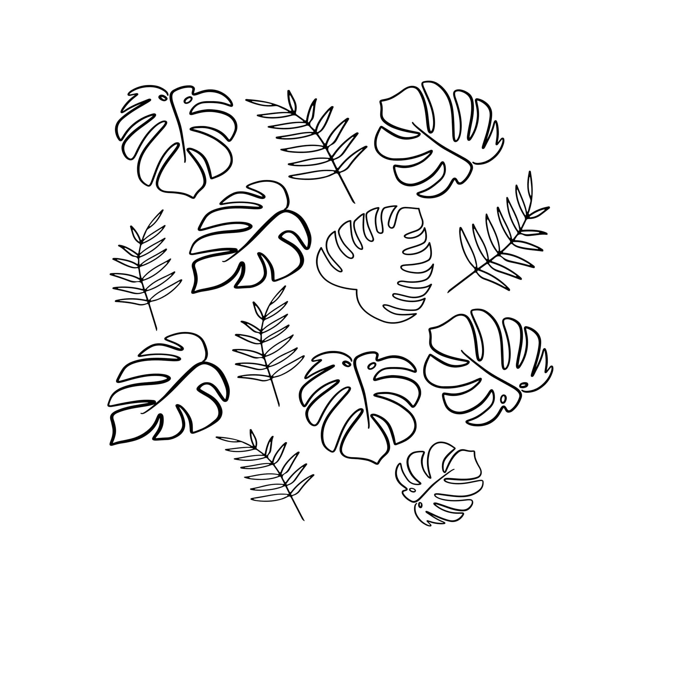 Monstera Leaves Outline UVDTF