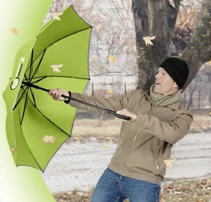 Hyvä sateenvarjo kestää kovaakin tuulta