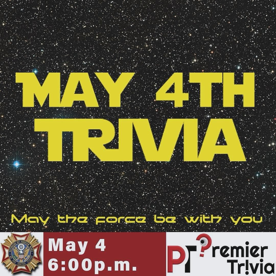 Looking for something to do not so far far away? Put your Star Wars knowledge to the test at @vfw7591 on May 4th. You could be your team&rsquo;s only hope! #maythefourthbewithyou