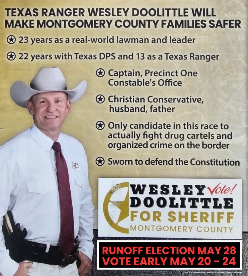 I come from a long line of experience. Texas Rangers have been protecting our Texas/Mexico border for 200 years. I have the training and expertise to wage a real war on violent crime in Montgomery County because I have the real hands-on experience di