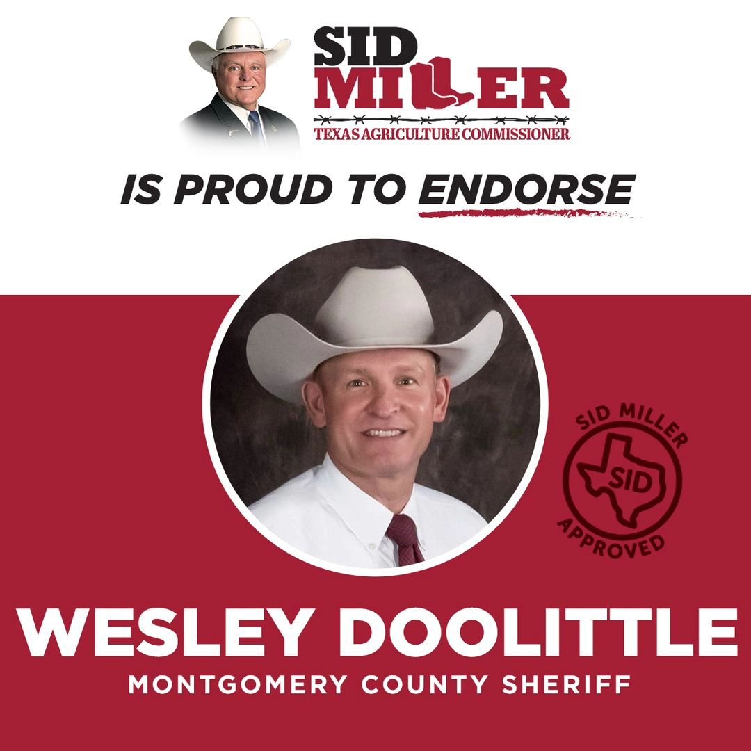 I am extremely honored to have earned the official endorsement of Texas Agriculture Commissioner Sid Miller @millerfortexas Commissioner Miller is a man of impeccable integrity and a proven leader in the Great State of Texas. Commissioner Miller&rsqu