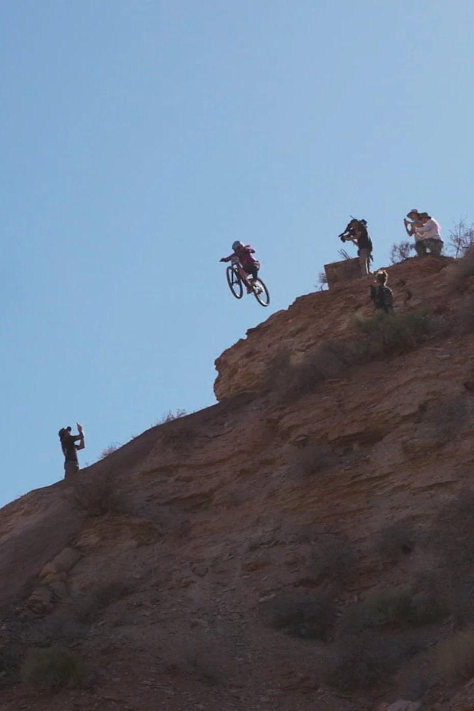 Still frame from Maddy Reynolds film Leaving a Legacy about Chelsea Kimball and first ever women's category at Red Bull Rampage.