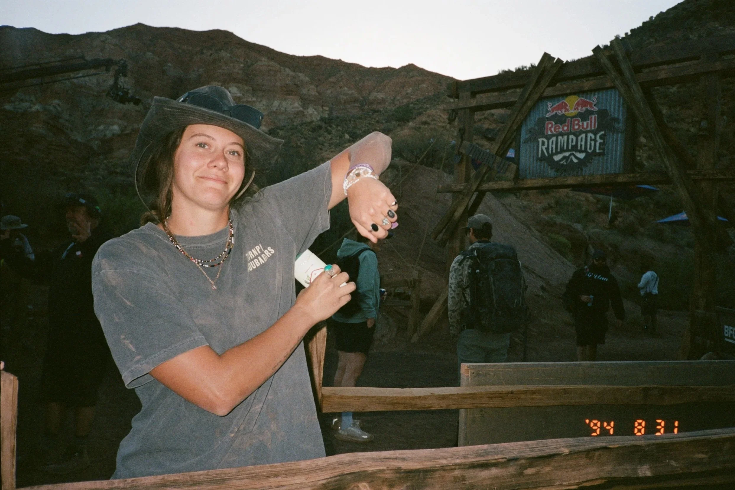 Behind the scenes of Maddy Reynolds filming at Red Bull Rampage for Chelsea Kimball, Specialized, Pit Viper.