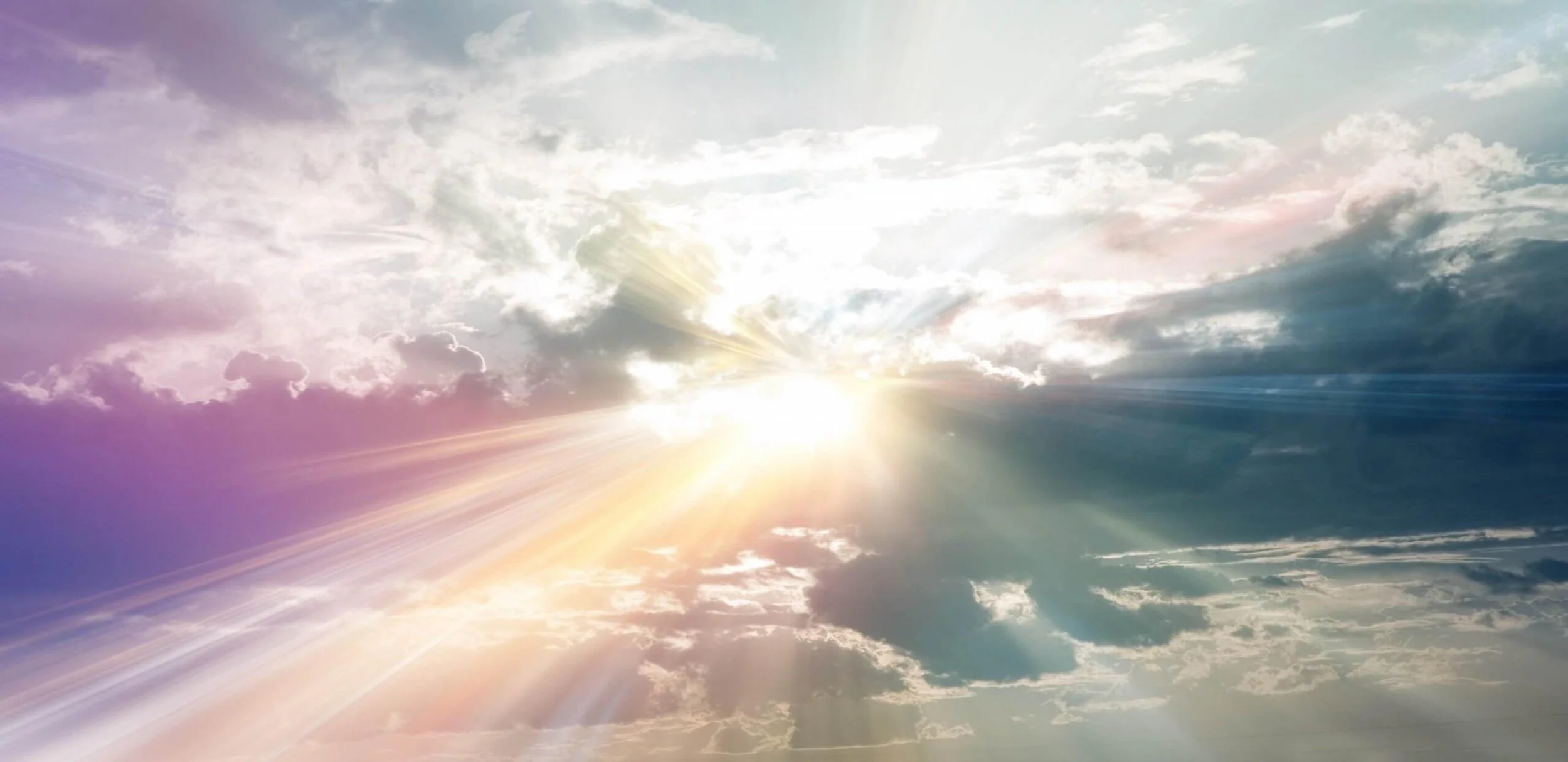 light scattered through the clouds at Jesus' return