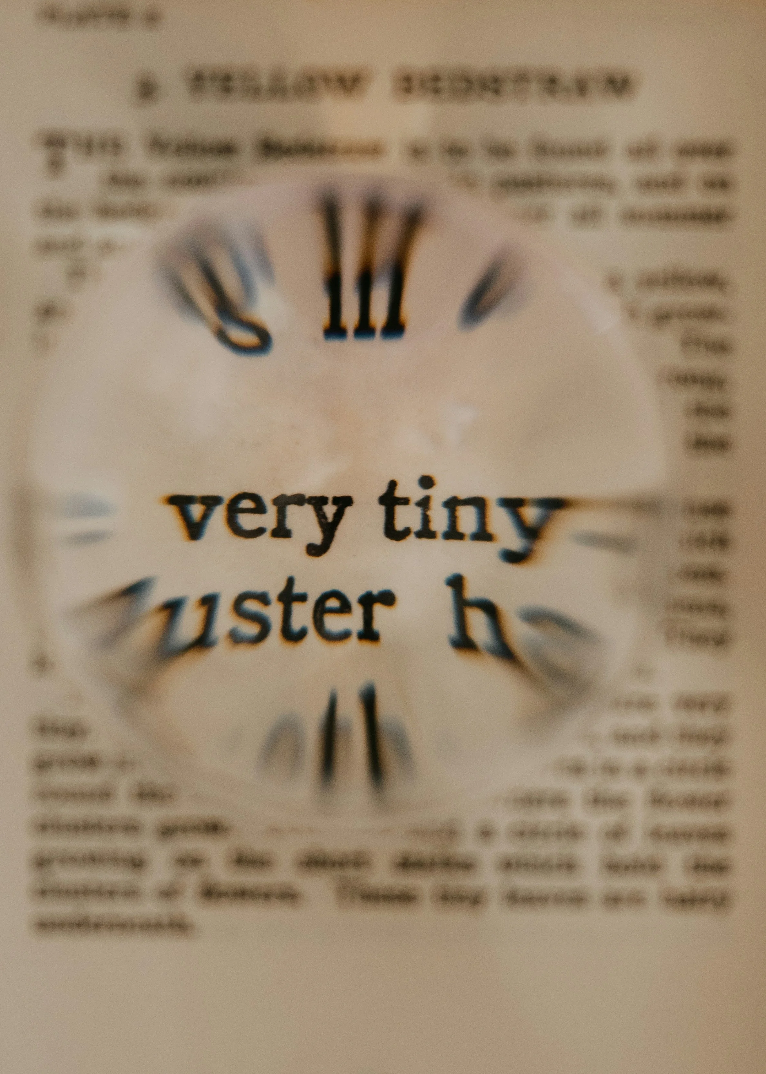 The words "very tiny" magnified.