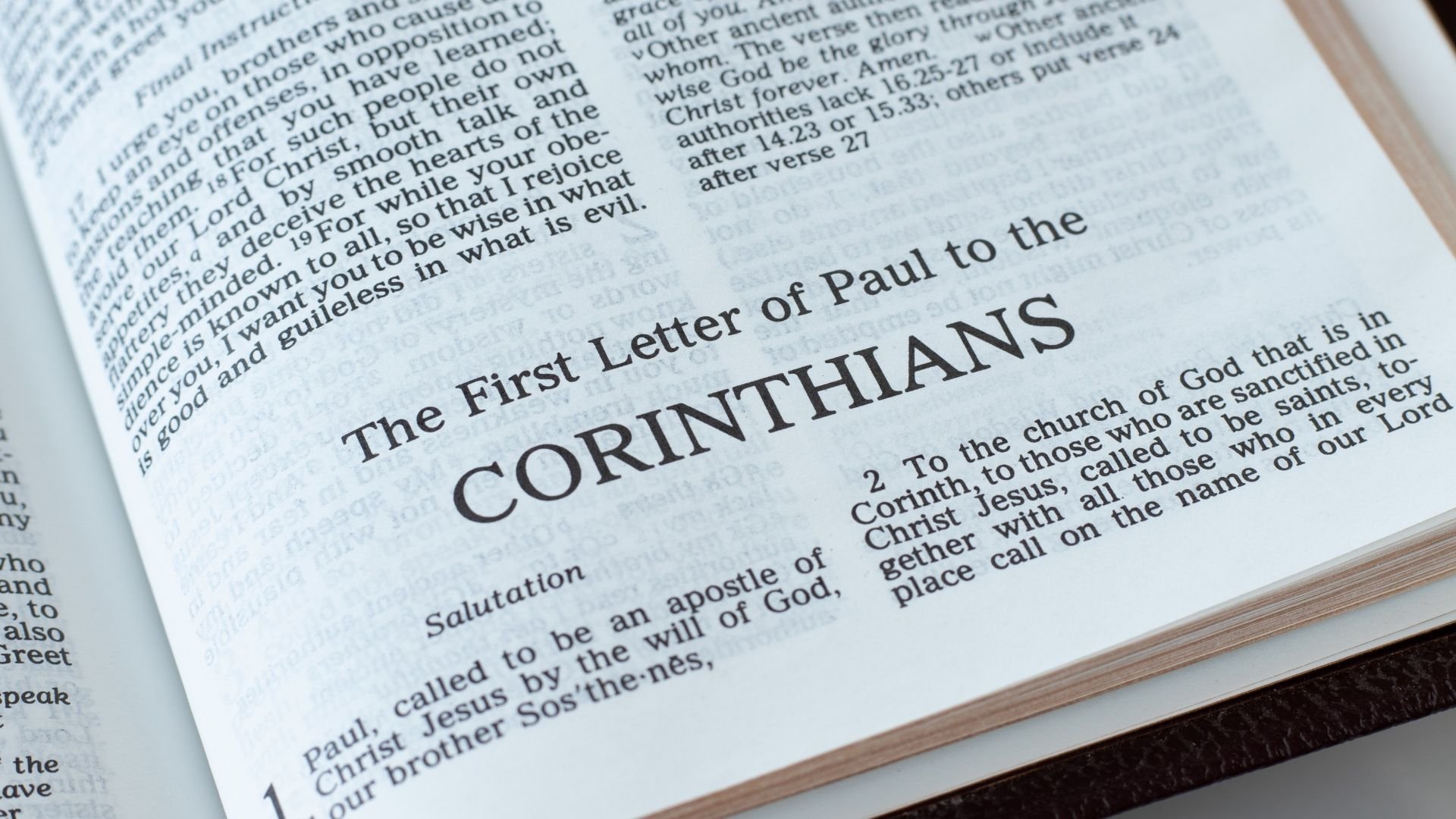 Bible Opened to 1 Corinthians
