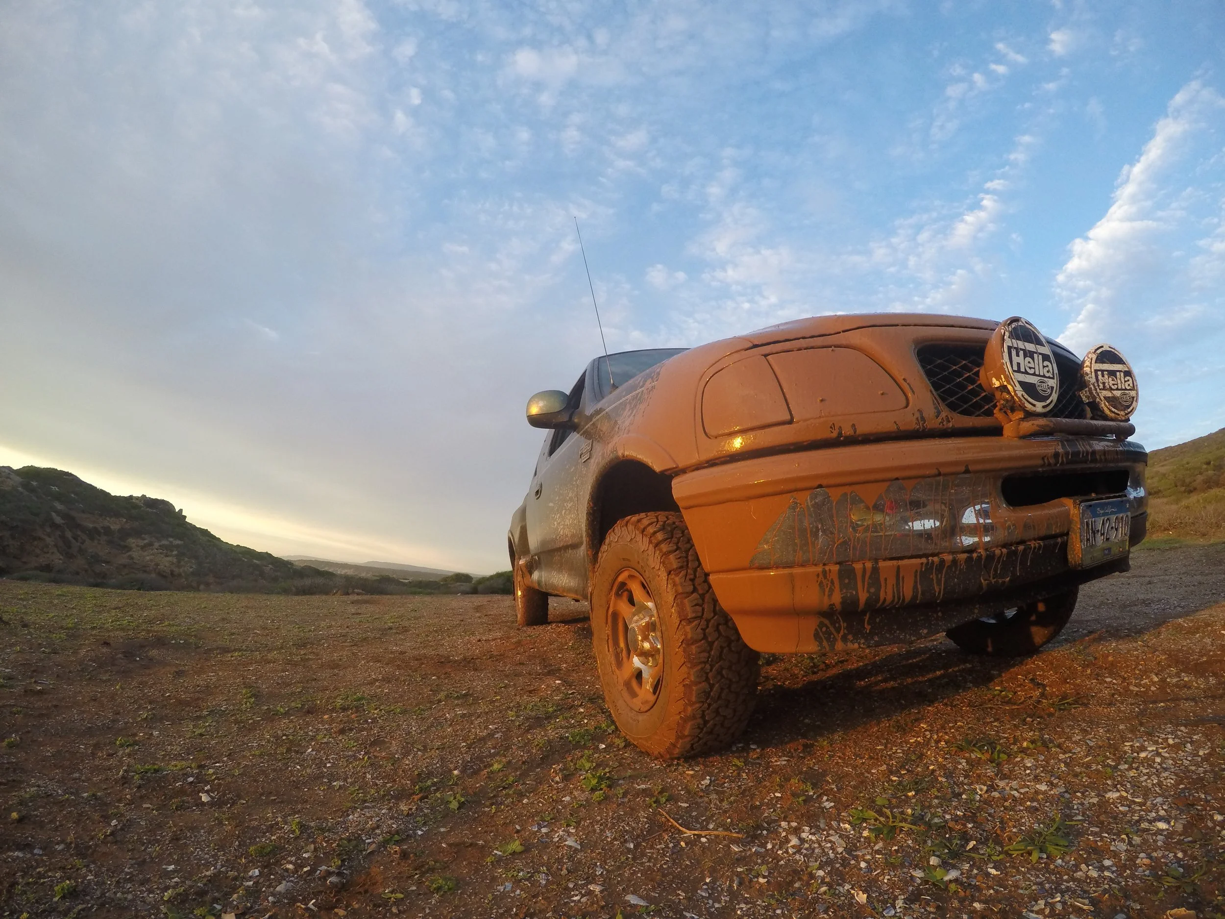 Baja Adventures lead guide Leopoldo Sanmiguel and the Ford F-150 in the coast of Ejido Eréndira