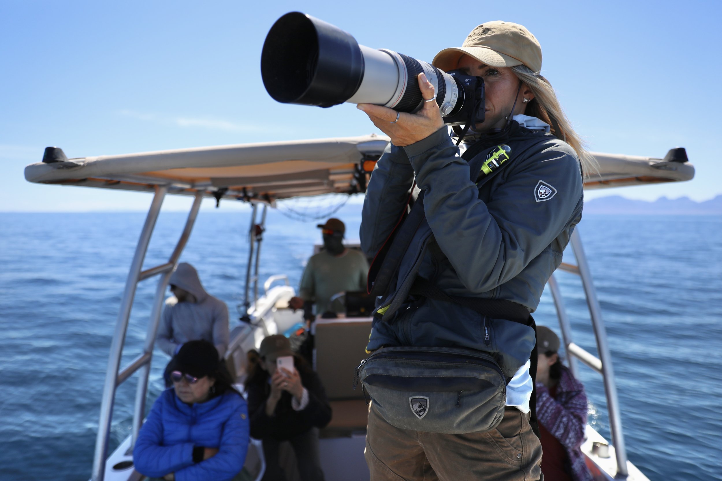 Baja Adventures guide photographing whales in Loreto