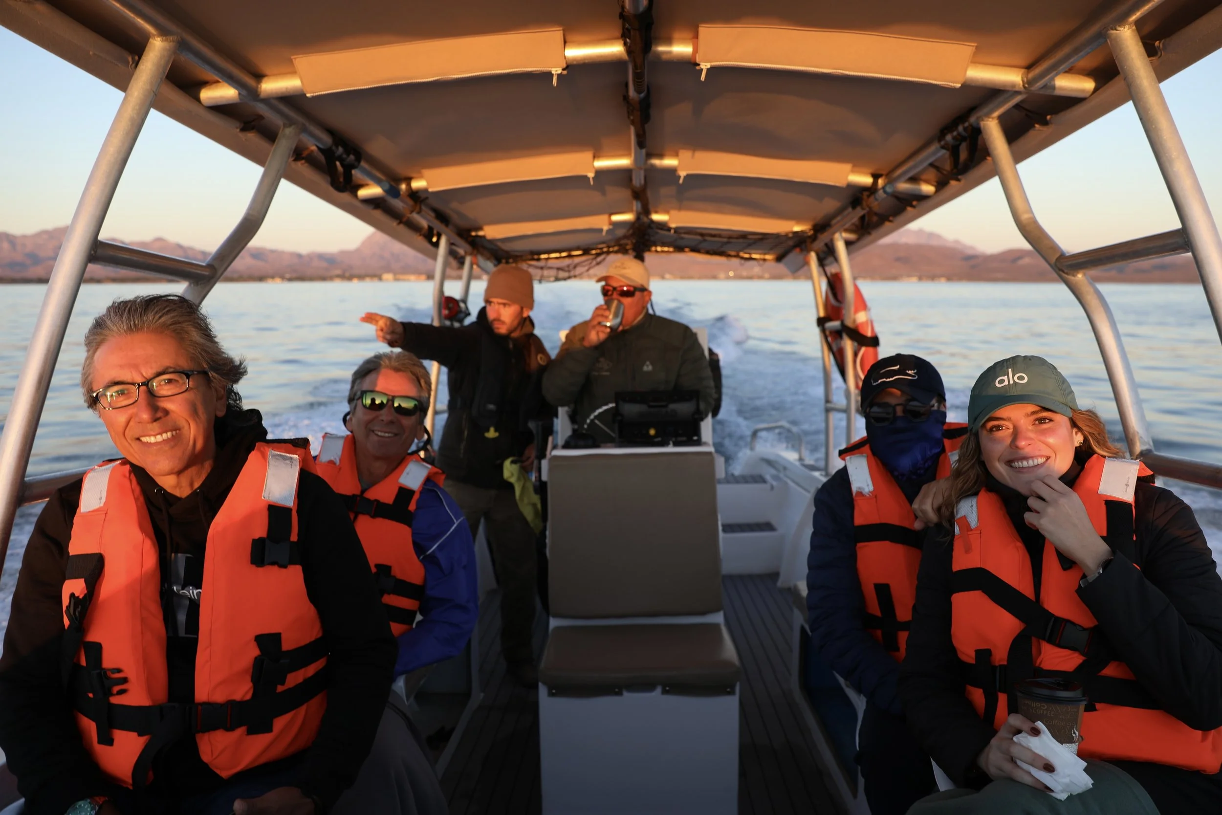 Baja Adventures boat on a whale watching adventure in Loreto
