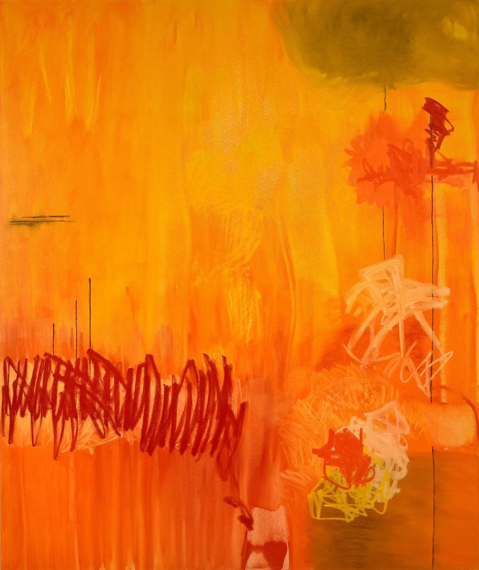 "Untitled", oil stick and china marker on stretched canvas, 72" x 60"