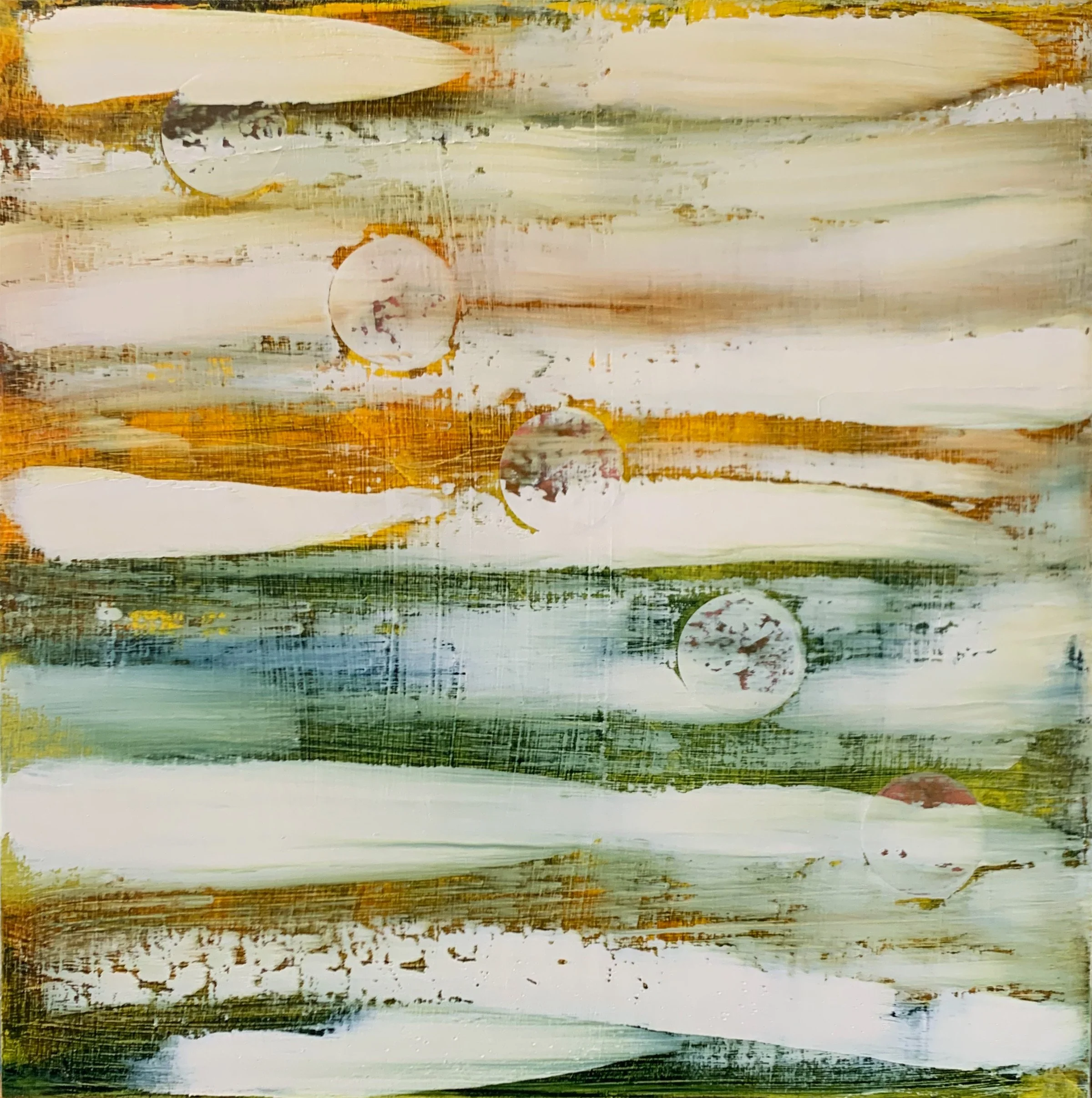"All There Is", oil and acetate on cradled panel, 16" x 16"