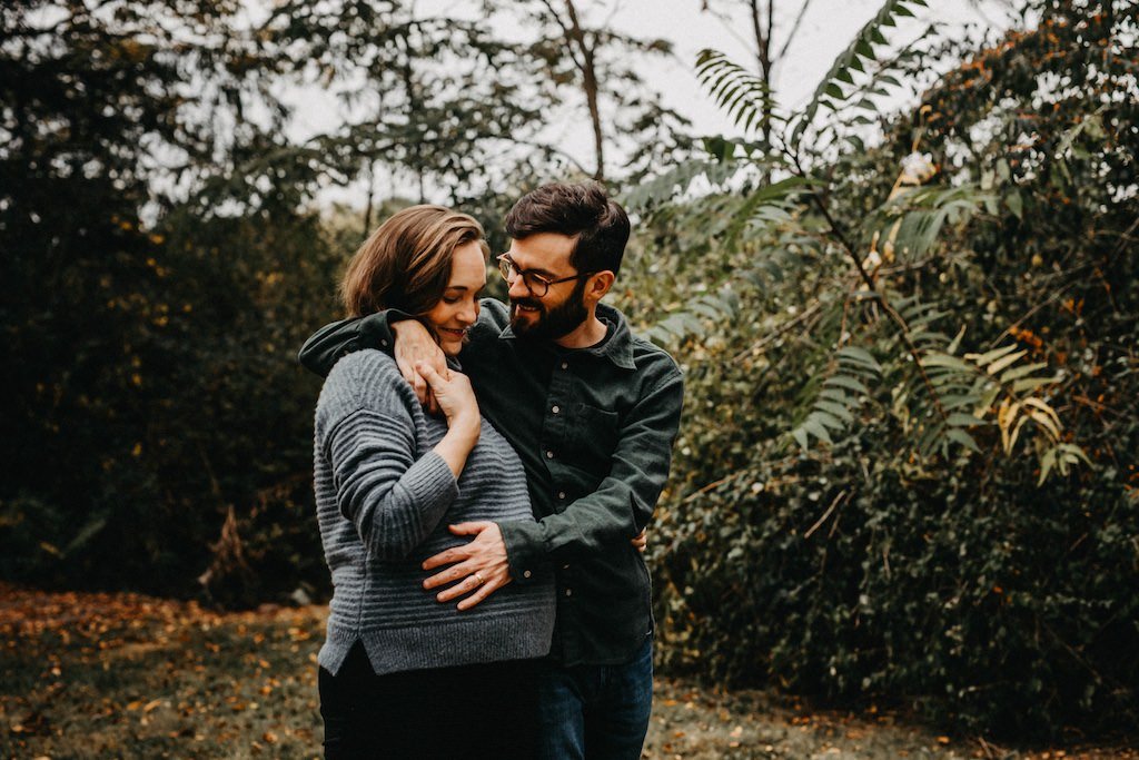 First time parents during a lifestyle maternity photoshoot in Shaker Hts, Ohio. 