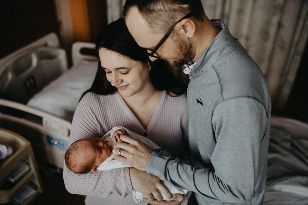 First time parents with baby son: Fresh 48 Photographer 