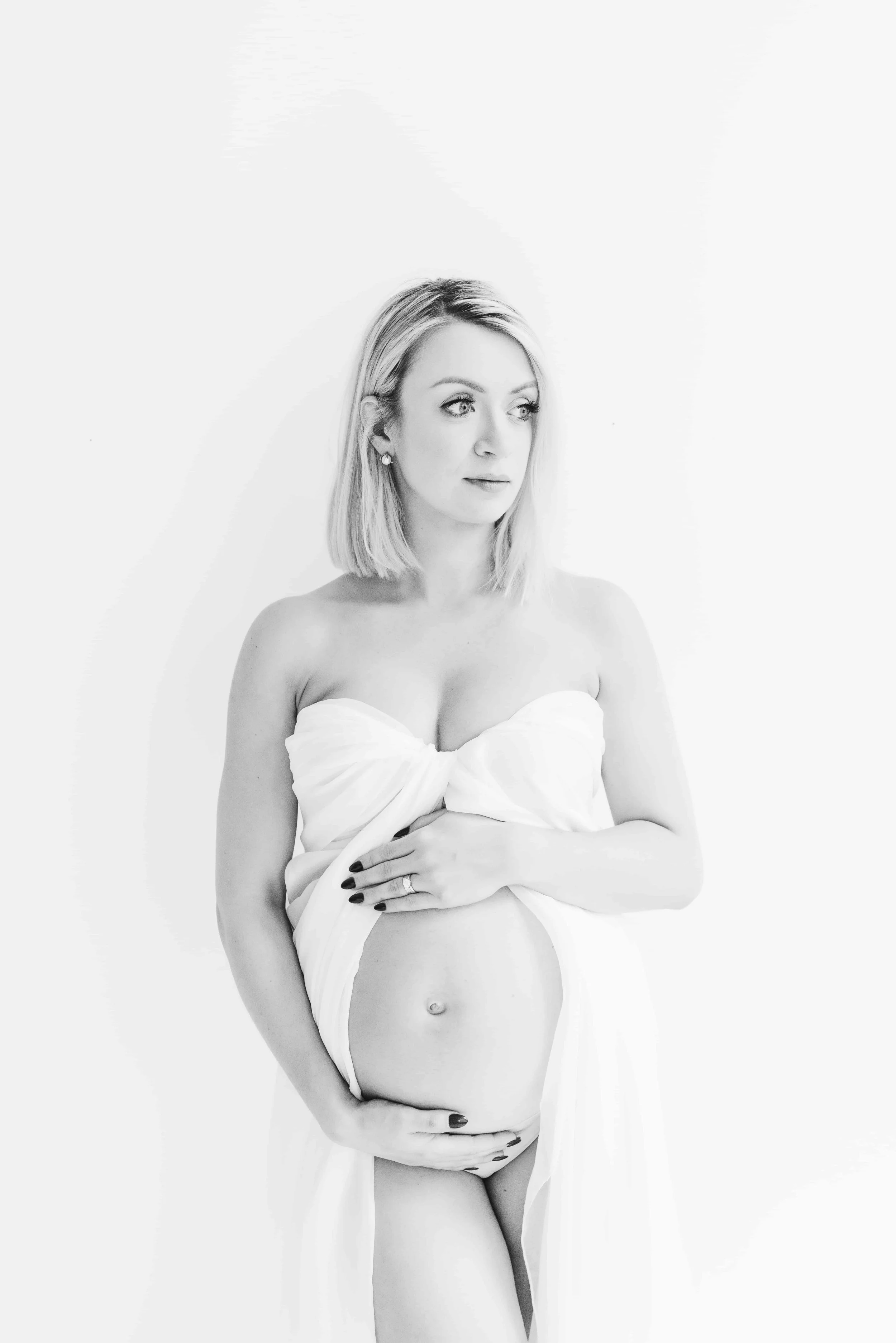Studio Maternity Photography Cleveland Ohio — White Sheet Collection — Agnes Szlapka